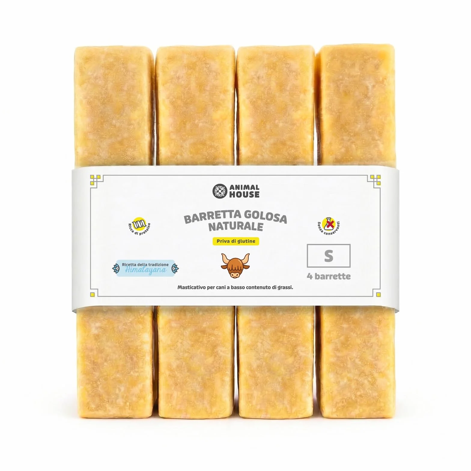 Animal House 4PZ Barretta dell'Himalaya da Masticare, 100% Naturale, Rafforza l'igiene Orale, Forte e Durevole, Disponibile in Tutte le Dimensioni, Cruelty Free (4, S)