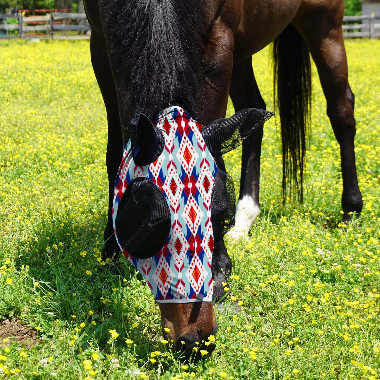 Harrison Howard Maschera da mosca del cavallo protezione UV Standard Stupendo Comfort tribale L