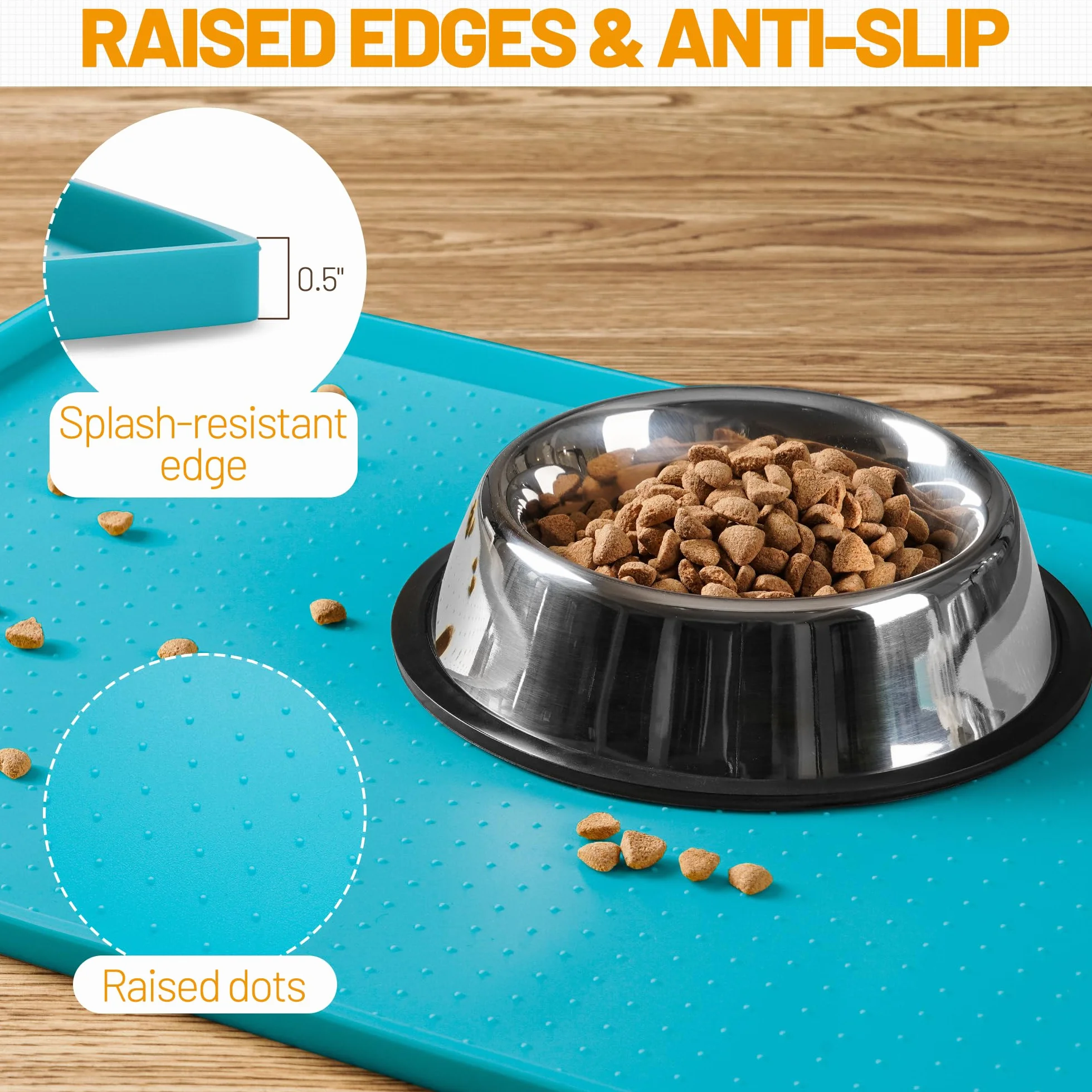 Hubulk tappetino alimentare per cane e gatto, antiscivolo, in silicone, non sporca, approvato FDA, misura grande 48,3 x 30,5 cm