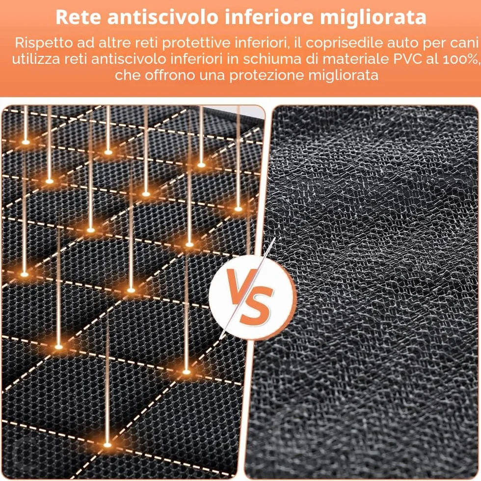 Coprisedile Auto per Cani Staccabile Antiscivolo Antigraffio Telo Sedili Posteriori 135x58x45 cm