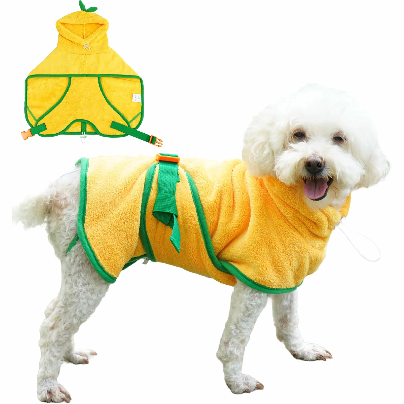 Accappatoio per cani e gatti asciugatura rapida con cappuccio, taglia XL giallo