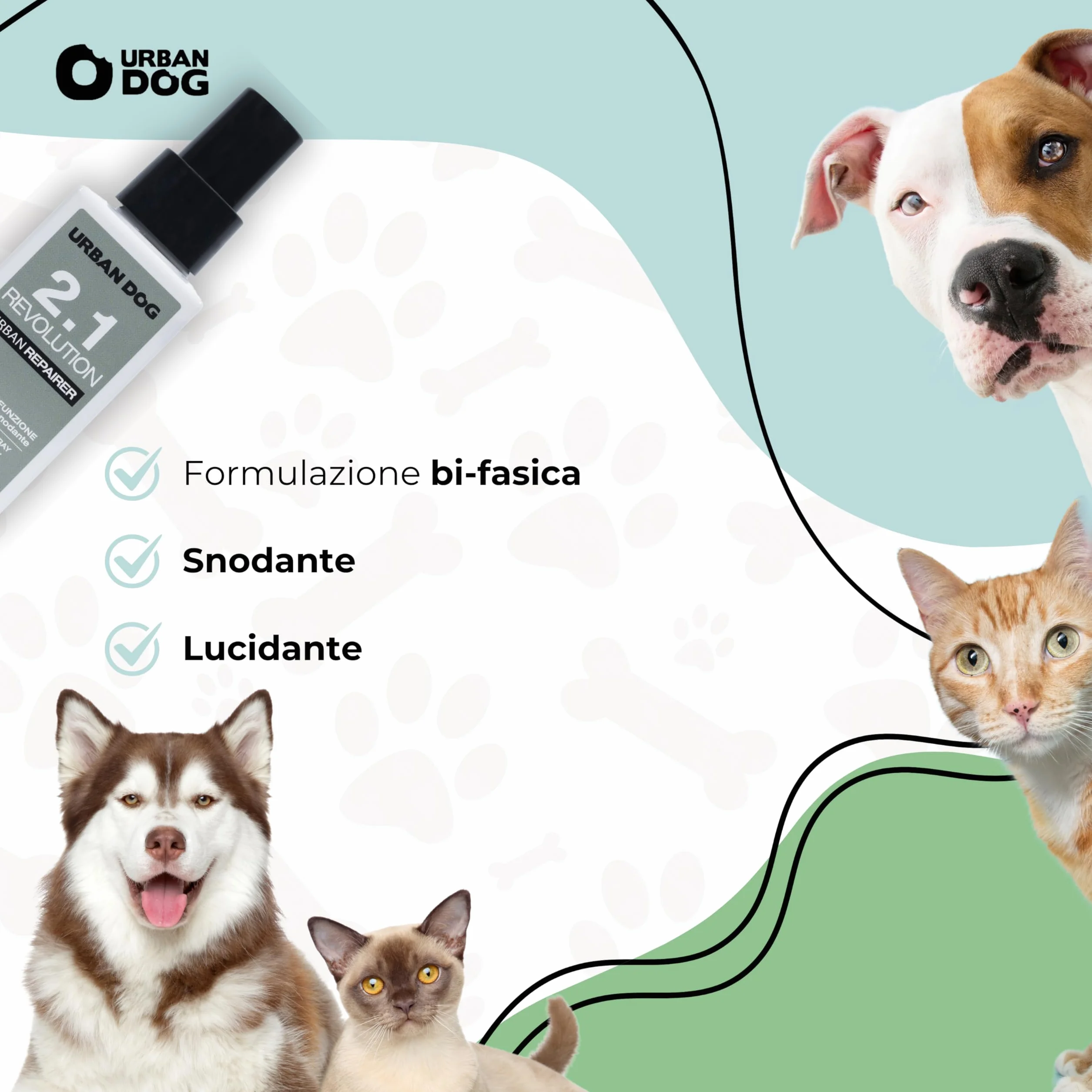 URBAN DOG Spray Sciogli Nodi per Cani Revolution 2.1 500 ml – Districante per Pelo Annodato e Infeltrito, Condizionante Nutriente, Facilita la Spazzolatura, Manto Morbido e Lucente