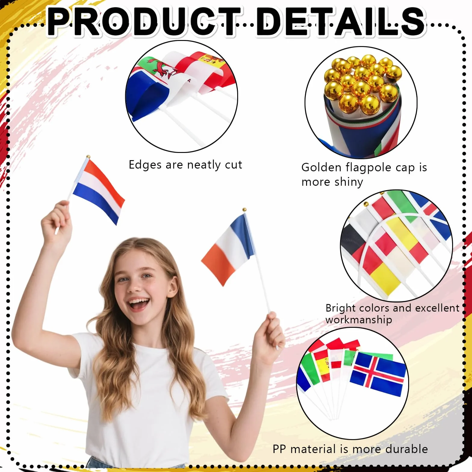 Bandiera Mini Campionato Europeo Calcio Femminile 2025: Set 16 Pezzi 14x21 cm Stelo Plastica