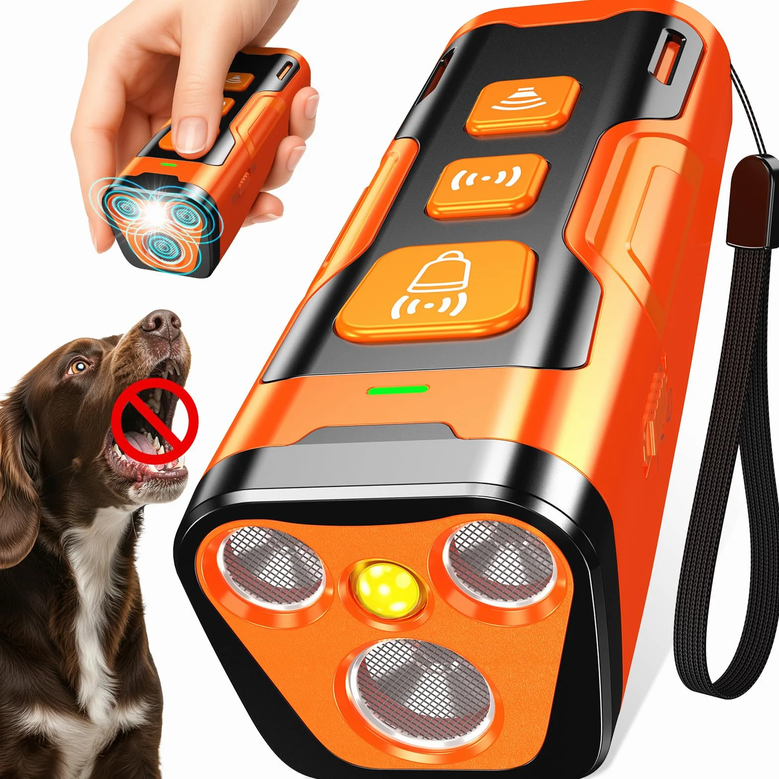 YUYQA Dog Bark Deterrent Device- 3X Ultrasonic Anti Barking Emitters,6 Modes 23 FT Range–Barks No More Indoors Outdoors Behavior Correction Rechargeable,Compact,Safe, Humane Training for Dogs
