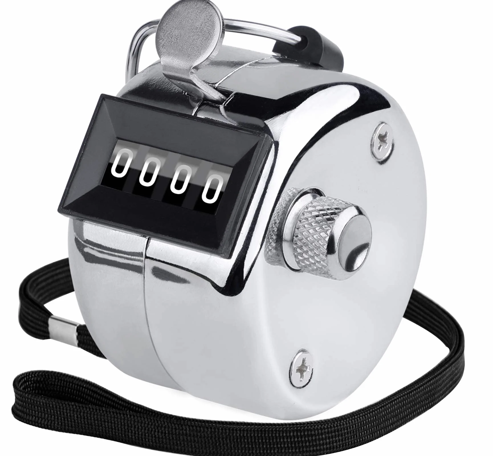 KTRIO Contatore a mano con 4 contatori digitali Clicker, contatore meccanico in metallo, argento