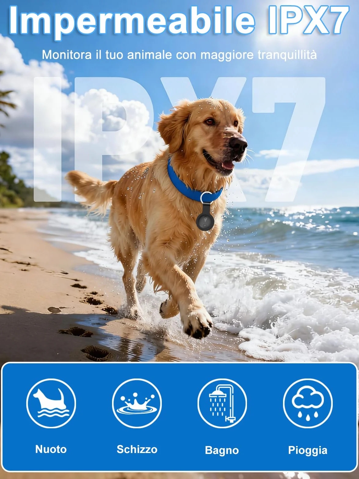 GPS per Cani, Collare GPS Gatto con Tracciamento in Tempo Reale, Mini Localizzatore per Cani, Localizzatore per Gatto Senza Abbonamento, per iOS e Android, può Essere Indossato con un Collare, Nero