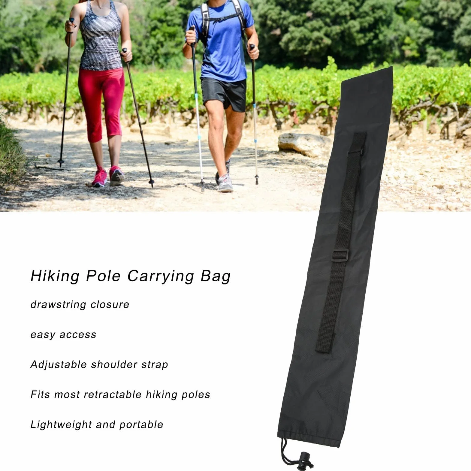 Borsa per Bastoncini da Trekking Portatile con Tracolla Regolabile