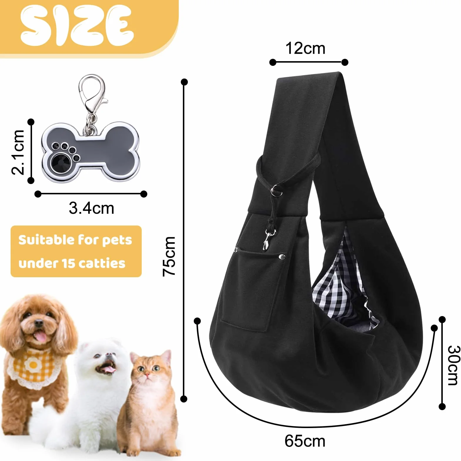 Borsa da Viaggio per Cani Regolabile Marsupio Trasportino Passeggio Nero