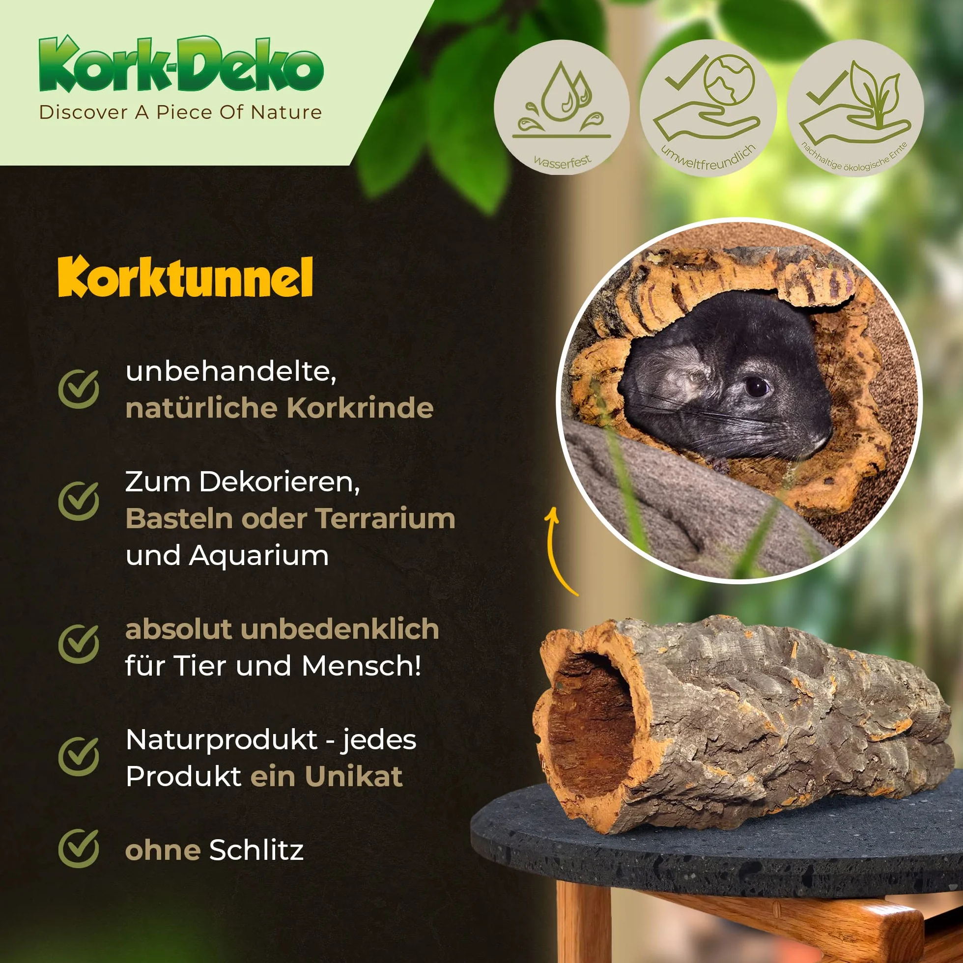 Kork-Deko Tubi Sughero 30 cm Altezza Interna 11-14 cm