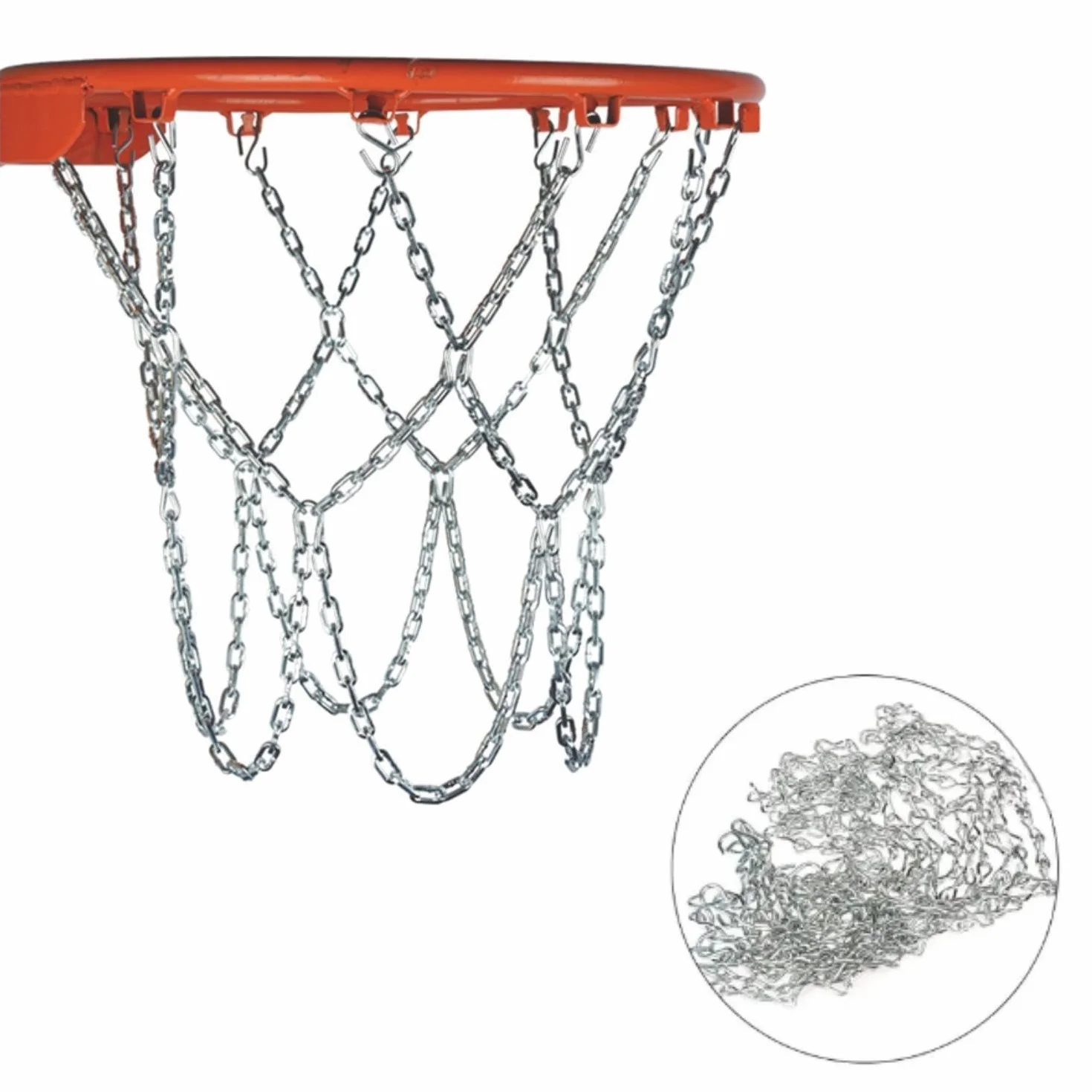 Aoser Rete Da Basket Resistente Con Catena Argento Metallizzato