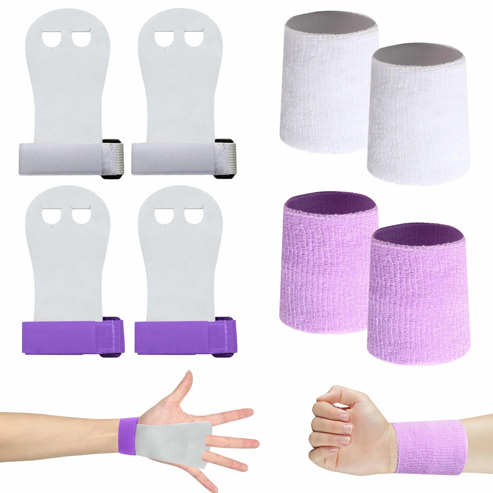 Scettar Set di Polsini da Ginnastica, 2 Paia Manopole Paracalli per Ginnastica Artistica Bambina, Falcon Grip Pad per Cross Training per Ragazzi e Ragazze, con 4 Polsini Palestra