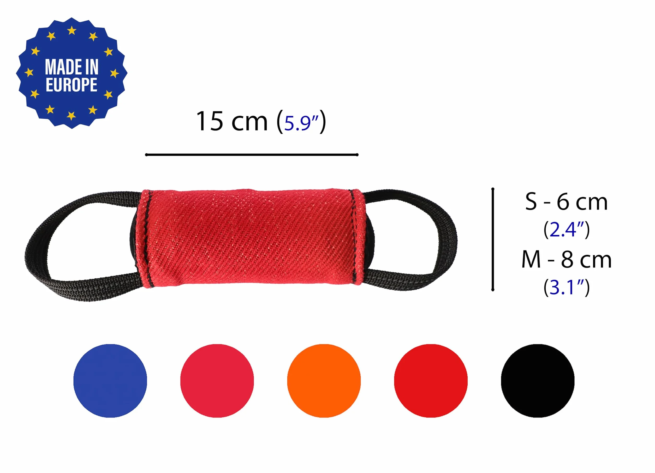 Dingo Gear S02805 - Giocattolo da Traino, a Forma di Cilindro, per lezioni di morso K9, IGP, Sport per Cani, Recupero, tiro alla Fune, Gioco, 2 Manici, Culla in Nylon Arancione, 15 x 8 cm