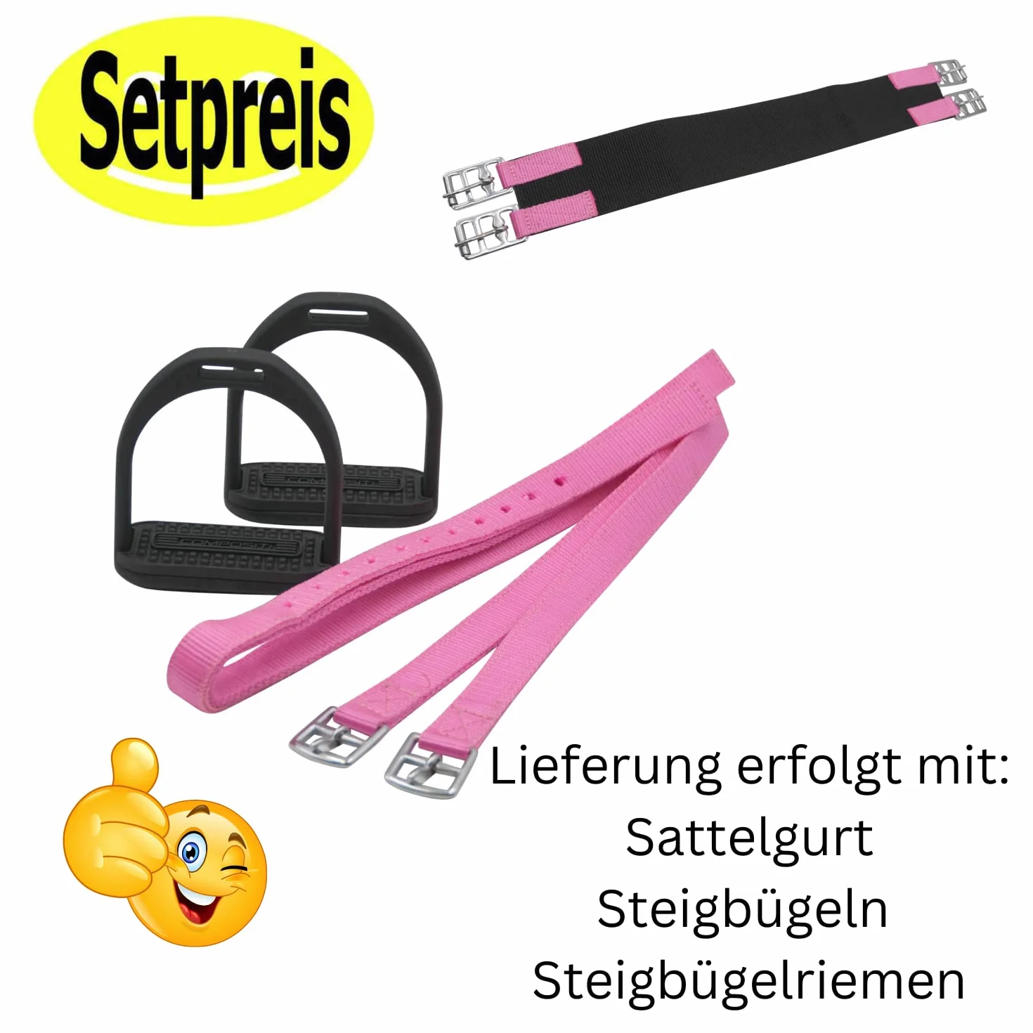 AMKA Pony Luca - Cuscino da equitazione, 10 pezzi, colore: Nero/Rosa