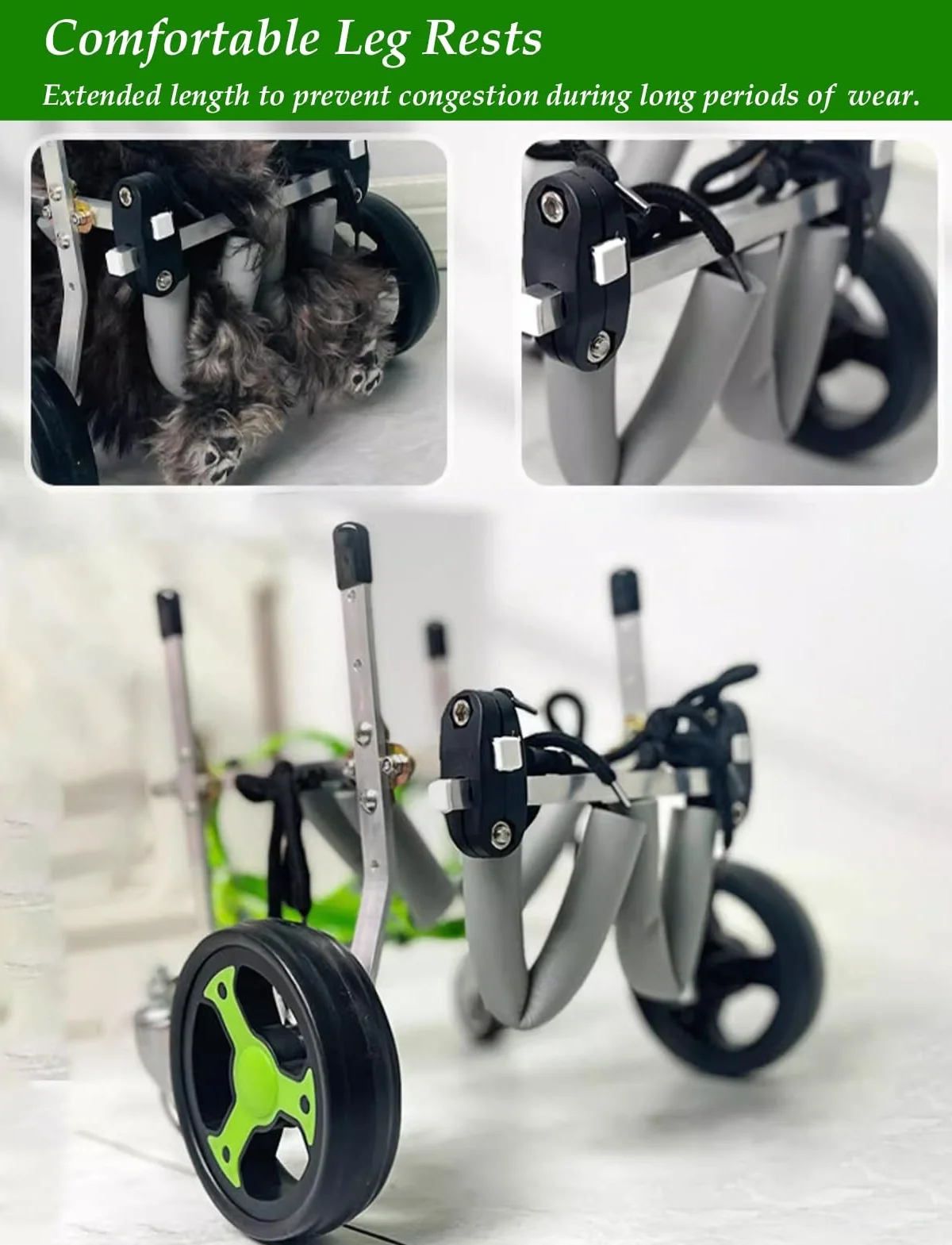 Carrello Cani Disabili Sedia a Rotelle Regolabile per Cani per Zampe Anteriori/Posteriori, Carrello per Animali Domestici in Alluminio con 4 Ruote Leggero, Assistente per Passeggiate con I Cani(XS)