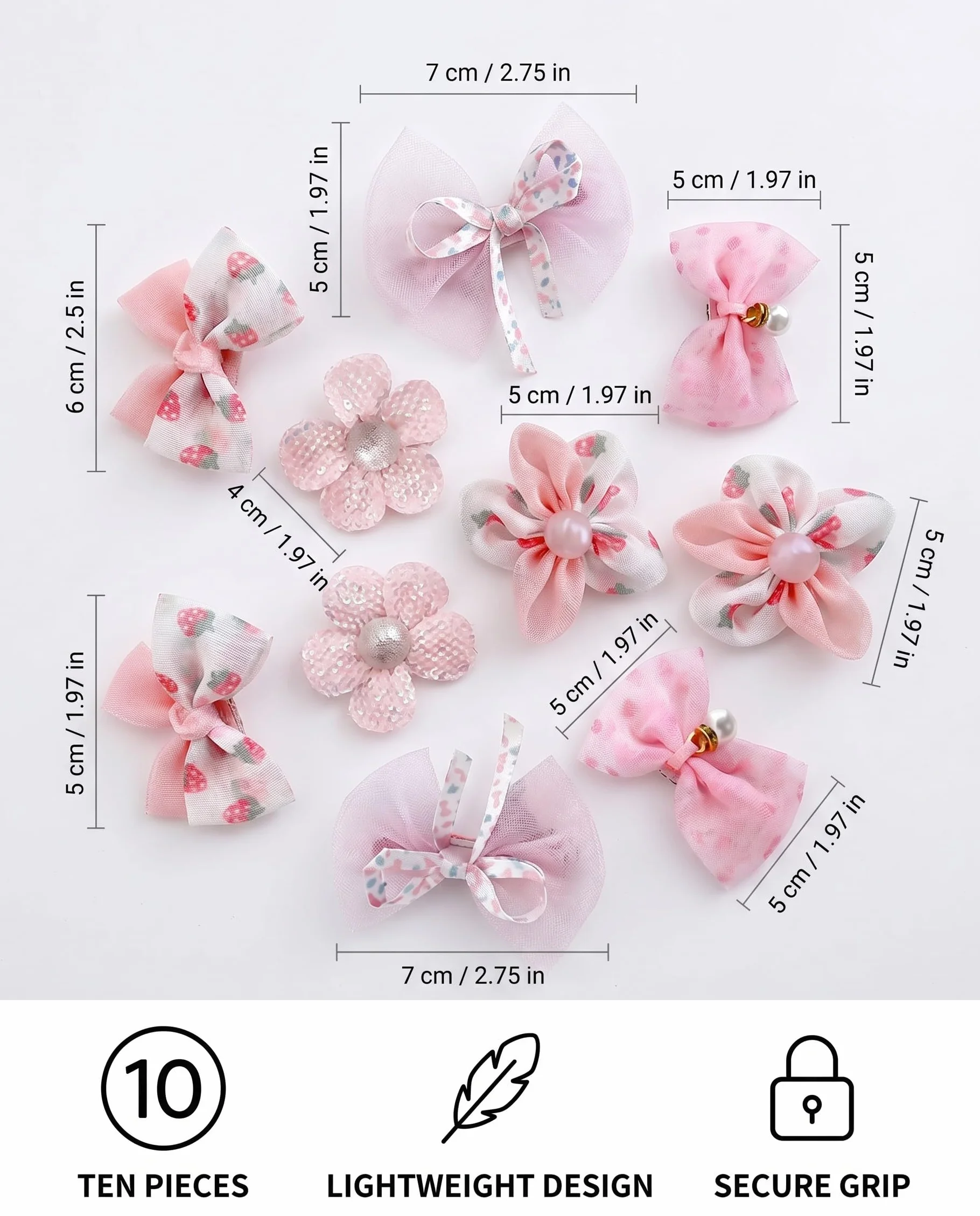 Fiocchi per Cani & Gatti, 10 Pezzi Rosa in Plastica. Leggeri Fermagli per Cuccioli con Presa Sicura – Ideali per Toelettatura, Feste, Servizi Fotografici & Charme Quotidiano.