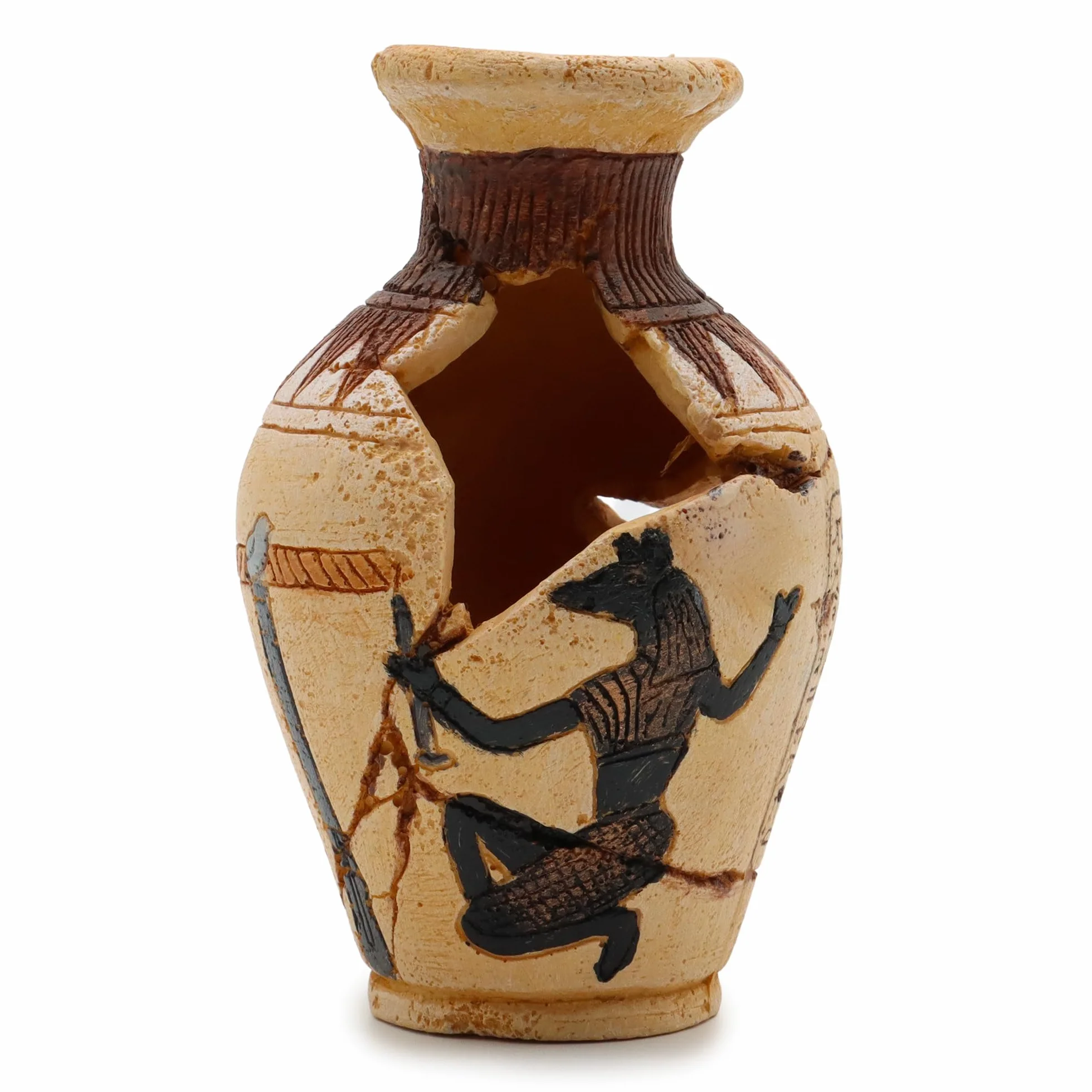 Amtra Deko Anfora Egizia - Decorazione in Resina atossica per Acquari, Accessorio Ornamentale subacqueo, Decorativo rifugio nascondiglio, Dipinto a Mano, Dimensione 14 * 8 * 8 cm