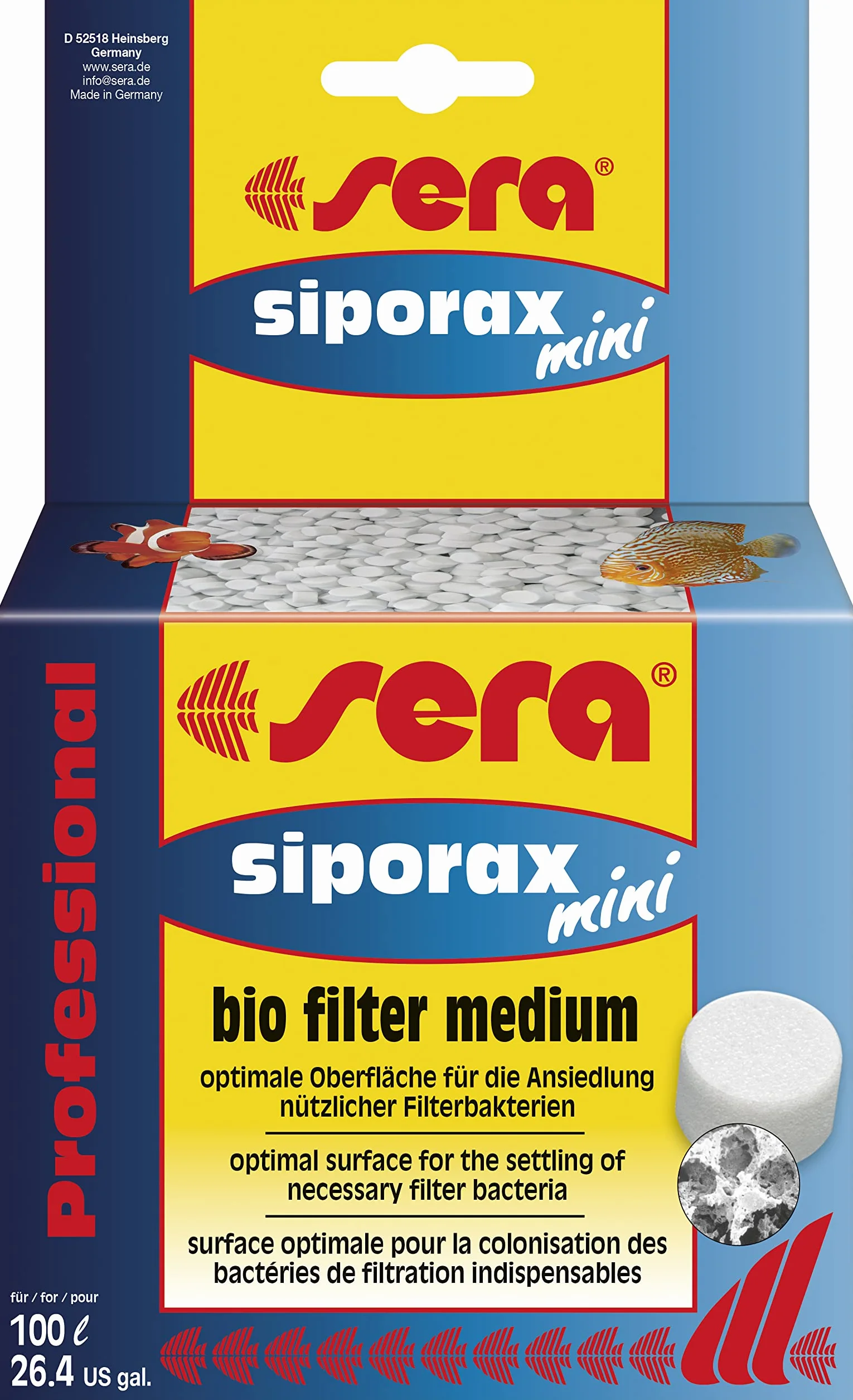 Sera 0685 siporax Mini - Filtro ad Alte Prestazioni Professionale specifico l’impiego in Piccoli acquari