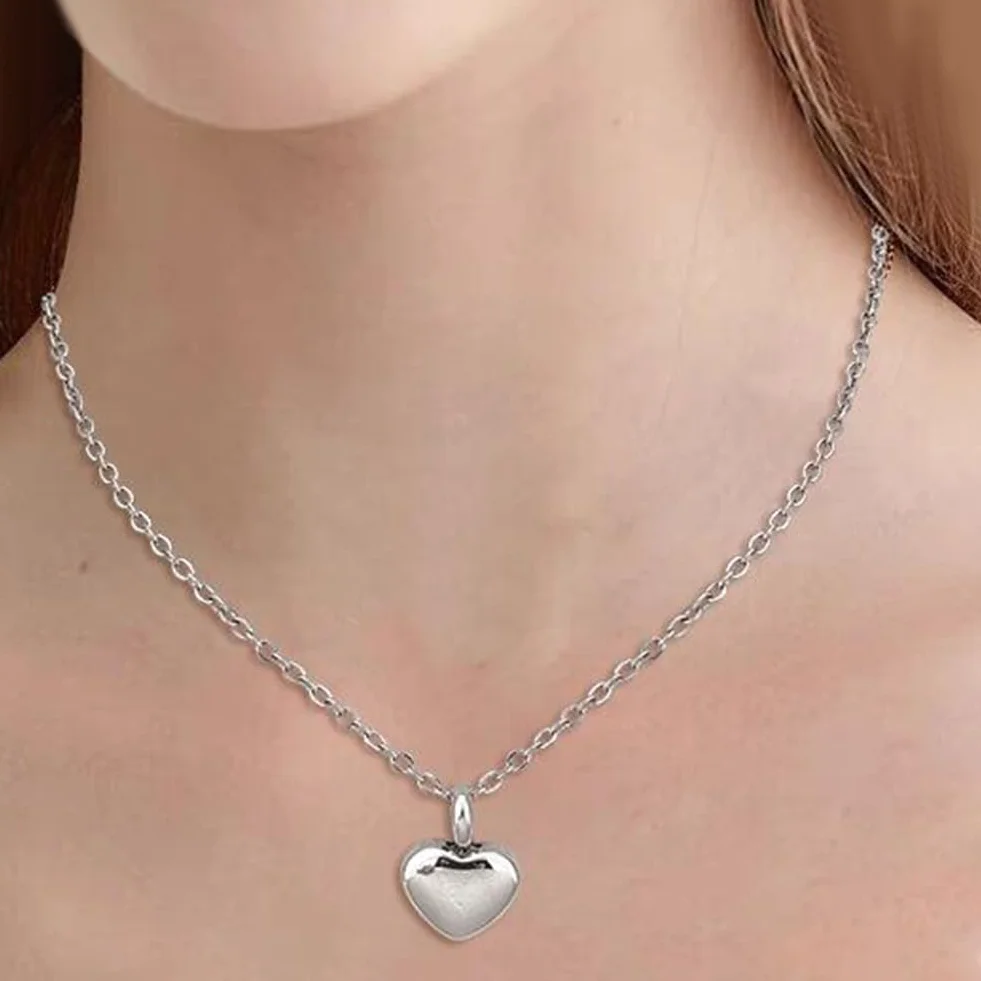 CREATCABIN Urna Commemorativa a Forma Cuore Collana Ceneri Acciaio Inossidabile Ciondolo 1.2x1.7cm