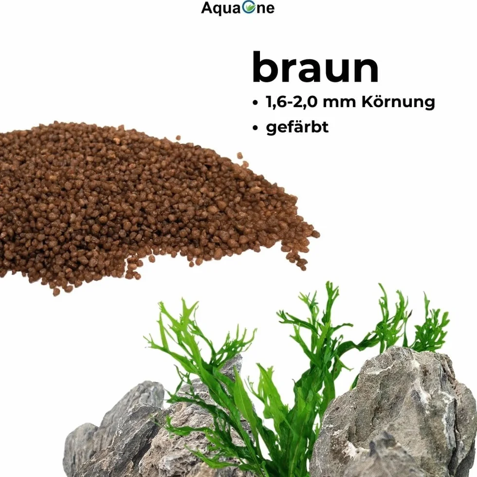 AquaOne Ghiaia per Acquario Sabbia 5 kg Fondo chiaro nero multicolore fine medio grossolano Quarzo Decorazione Aquascaping Grana (marrone 2)