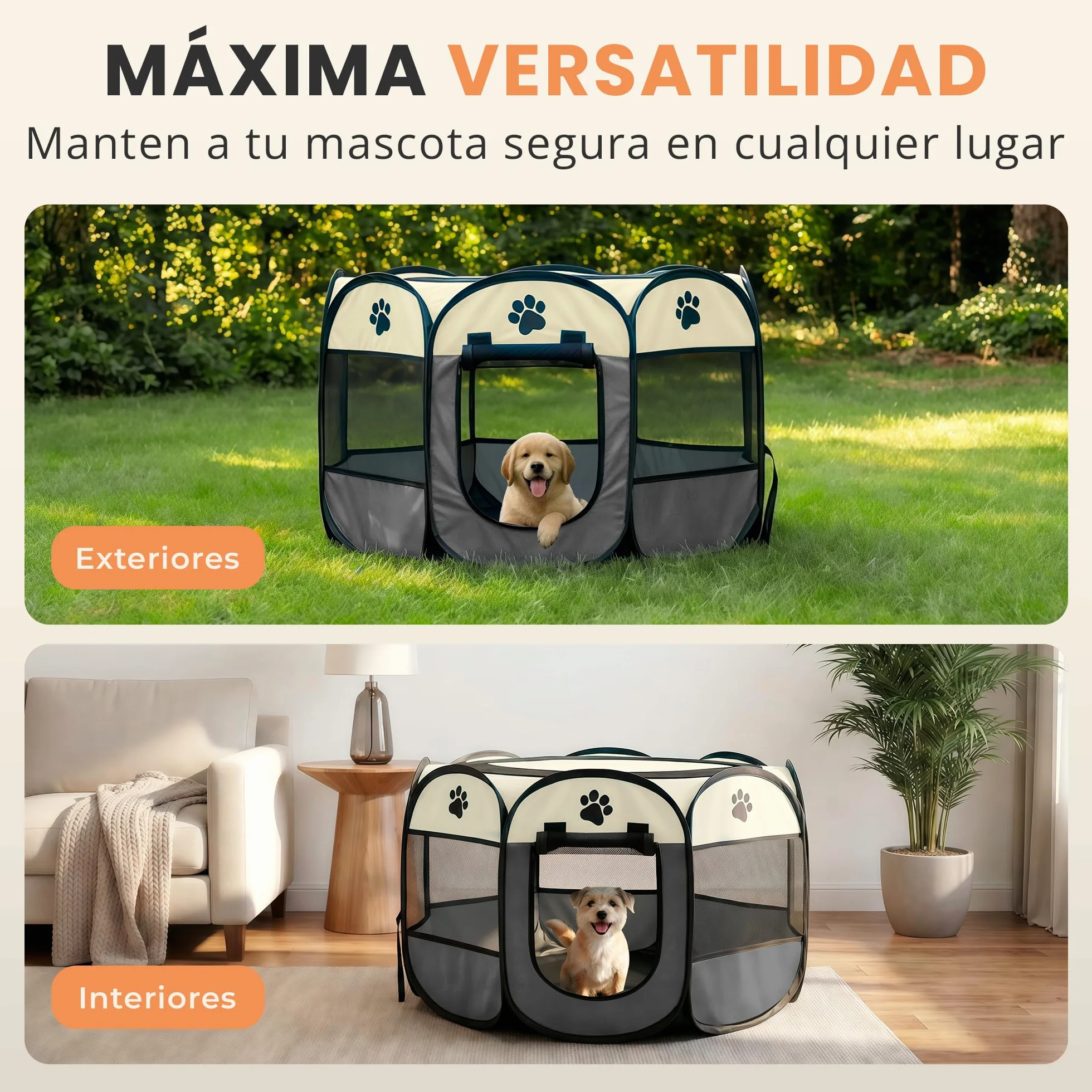 JUPPLIES Recinto Pieghevole per Cani e Gatti Box Portatile in Tessuto Oxford Impermeabile 73x73x43cm