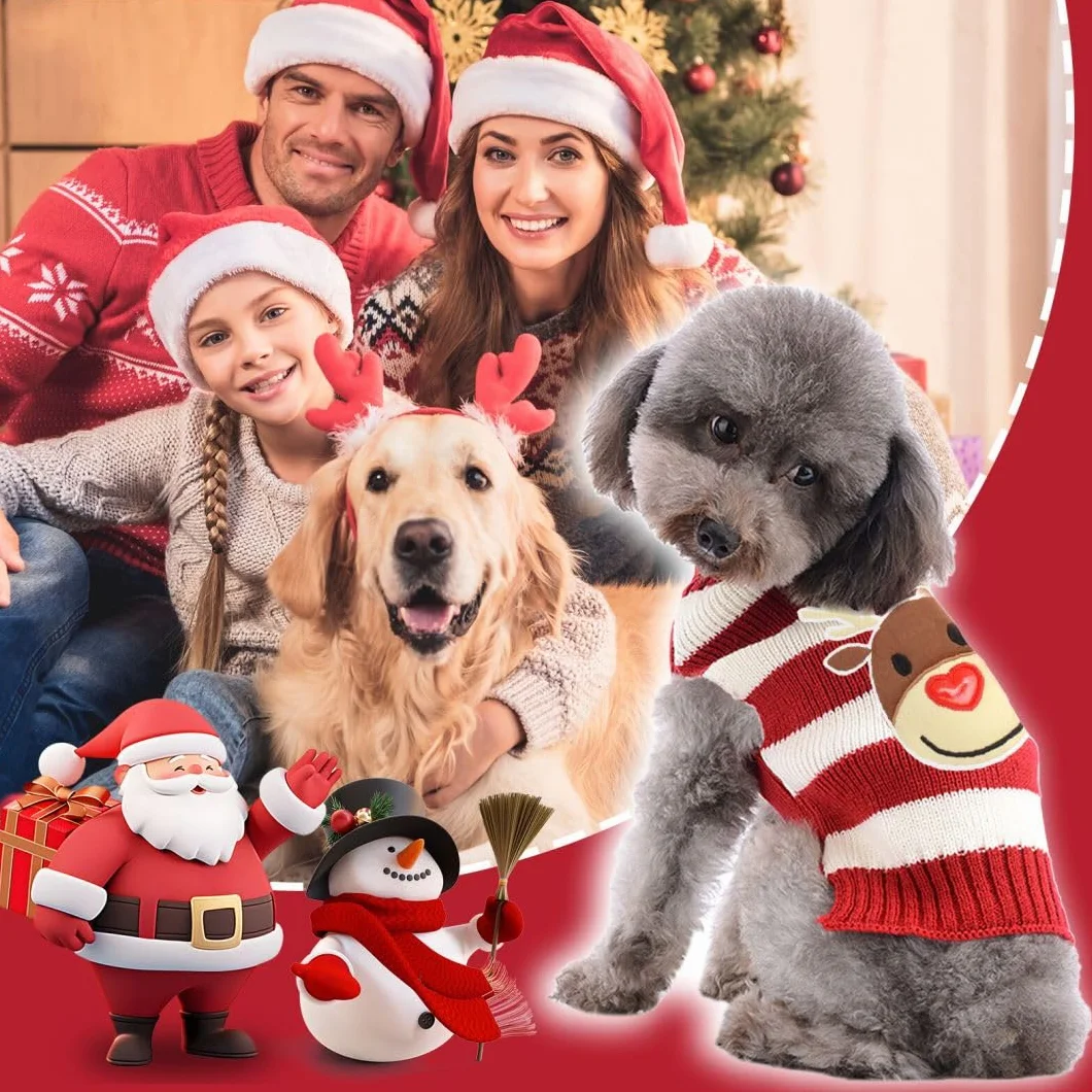 Maglione Natalizio per Cane Gatto Inverno Caldo Renna Taglia Piccola Media Grande Bianco XXS