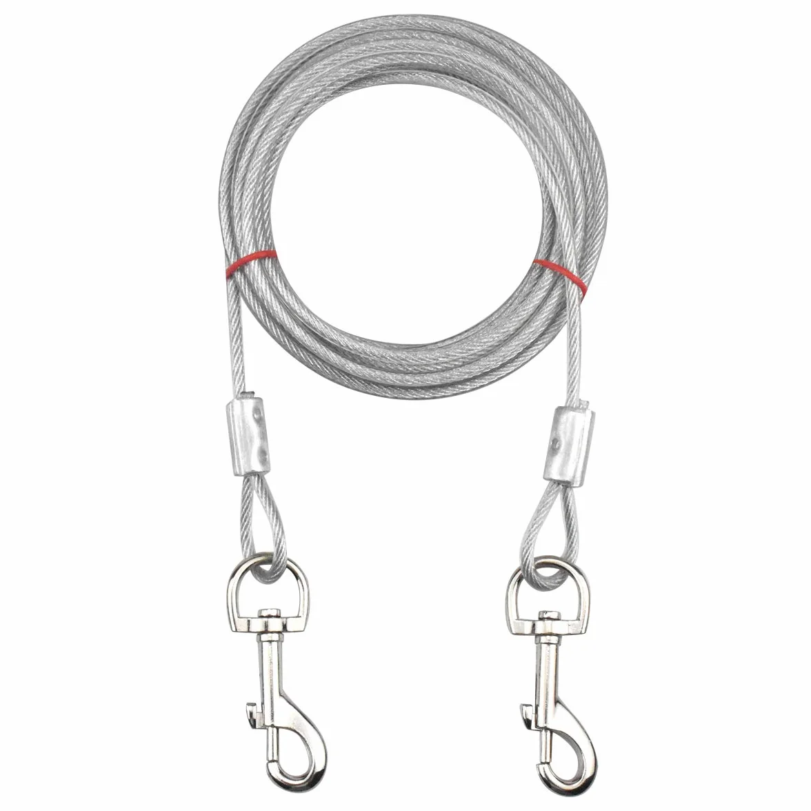 Jinlaili 16.4ft/5M Cavo per Legare Il Cane, Dog Tie out Cable, Guinzaglio da Corridore per Cani Fino a 80 kg, Adatto a Tutte Le Razze (Bianco)