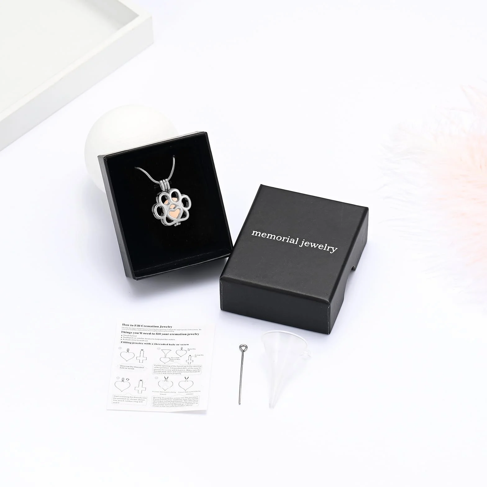 Ceneri per animali domestici per cane/gatto zampa in acciaio inox Memorial Locket Urna collana all'interno Mini caso Keepsake cremazione gioielli donna uomo