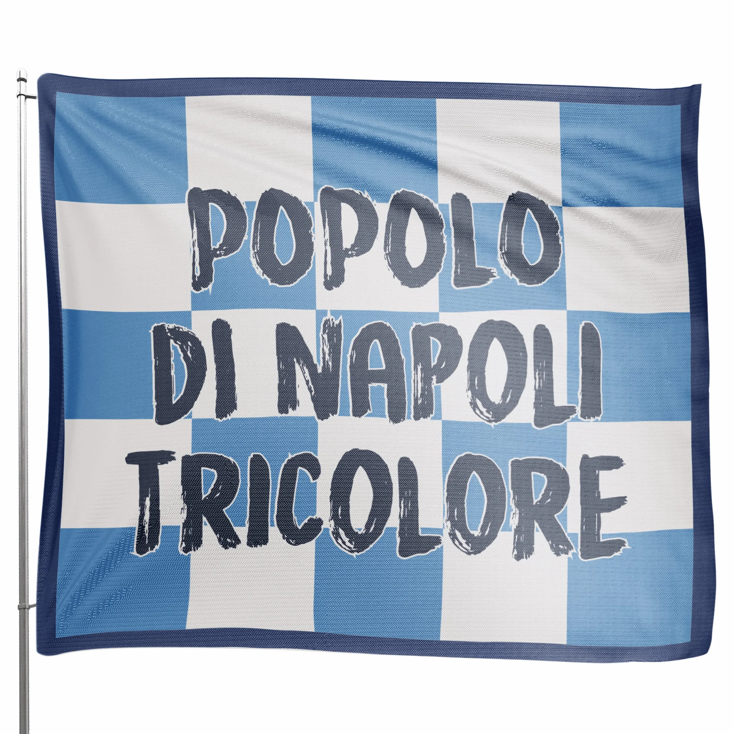 Bandiera 4° Scudetto Popolo di Napoli - Bandiera "A Scacchi" 60x60 cm - Gadget 4° Tricolore - Regalo Tifoso Calcio