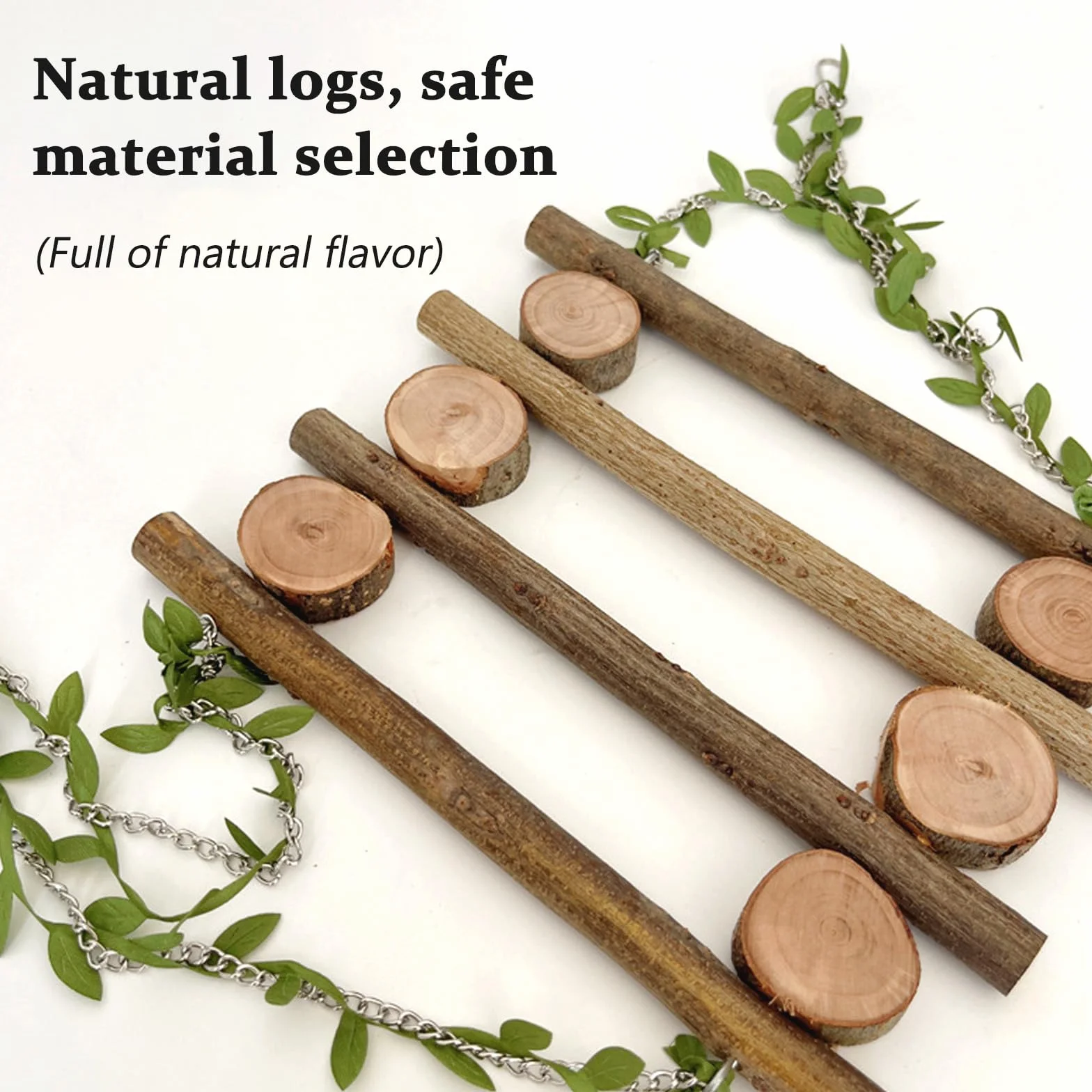 Altalena per Pappagalli in Legno Naturale con Trespolo e Giocattolo da Masticare per Parrocchetto, Calopsitta