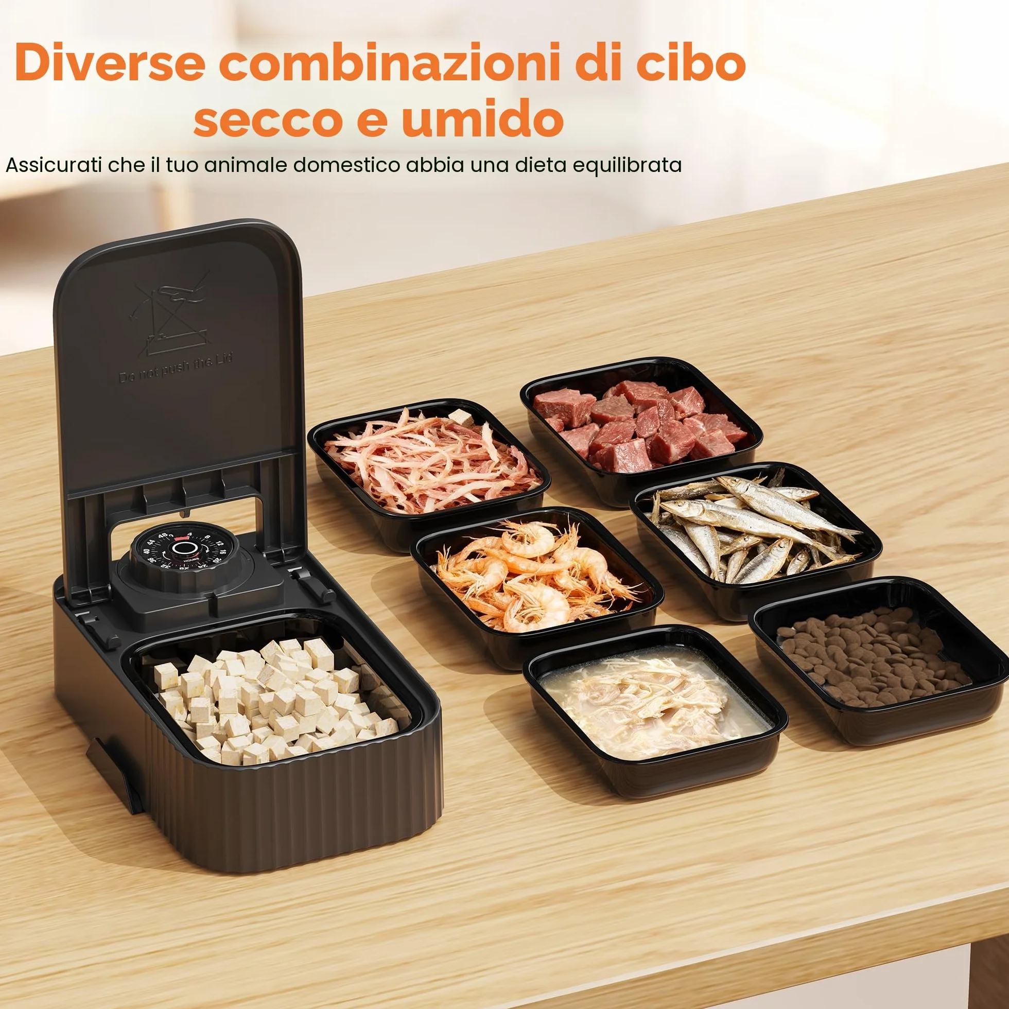 Distributore Automatico Cibo Gatti Umido: Dispenser Crocchette Gatto con Timer di 48 Ore - Dosatore Crocchette per Gatti senza Fili con 1 AA Batteria - Pasti Fino a 350g Ciascuno - Nero