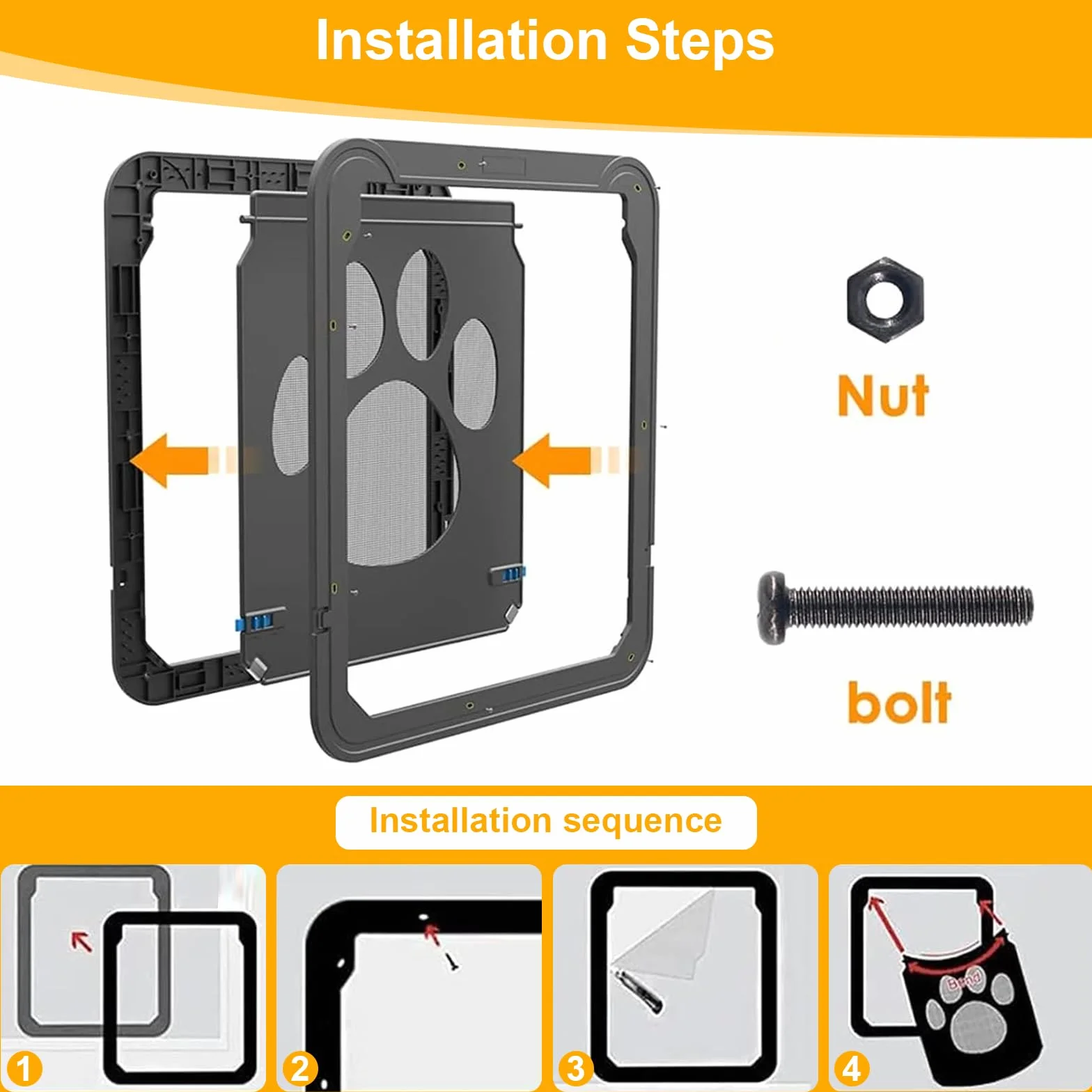 Porta Gattaiola Magnetica Bloccabile Autochiudente per Gatti e Cani Piccola Media Taglia
