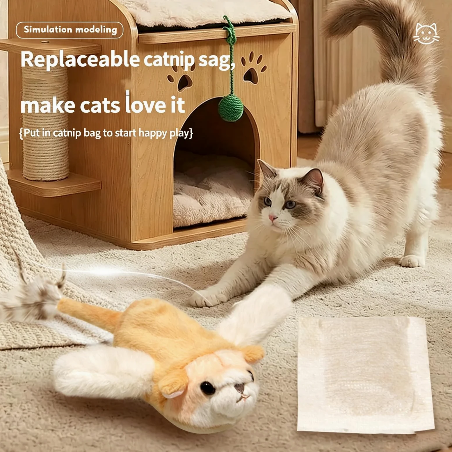 Coinvolgente giocattolo per gatti con ricarica USB e tessuto, D | Giocattolo per gatti ricaricabile tramite USB che trema e scricchiola per un divertimento senza fine, tessuto