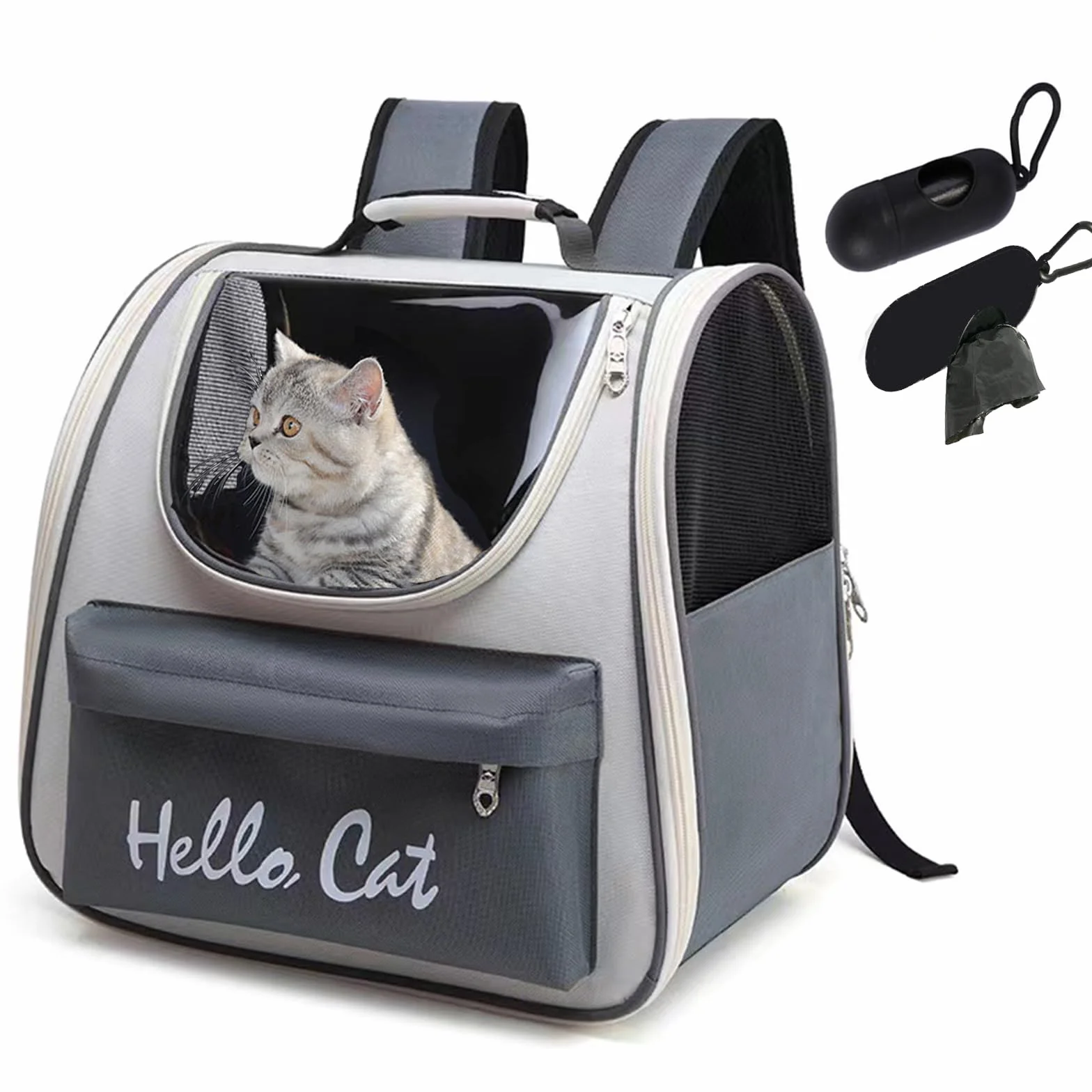 Zaino Gatto, Zaino per cani Gatti Trasportino, Zaino portatile traspirante con Tasche Frontali,Trasparente E Traspirante Resistente al Calore Carrier per I Viaggi di Campeggio D'escursione