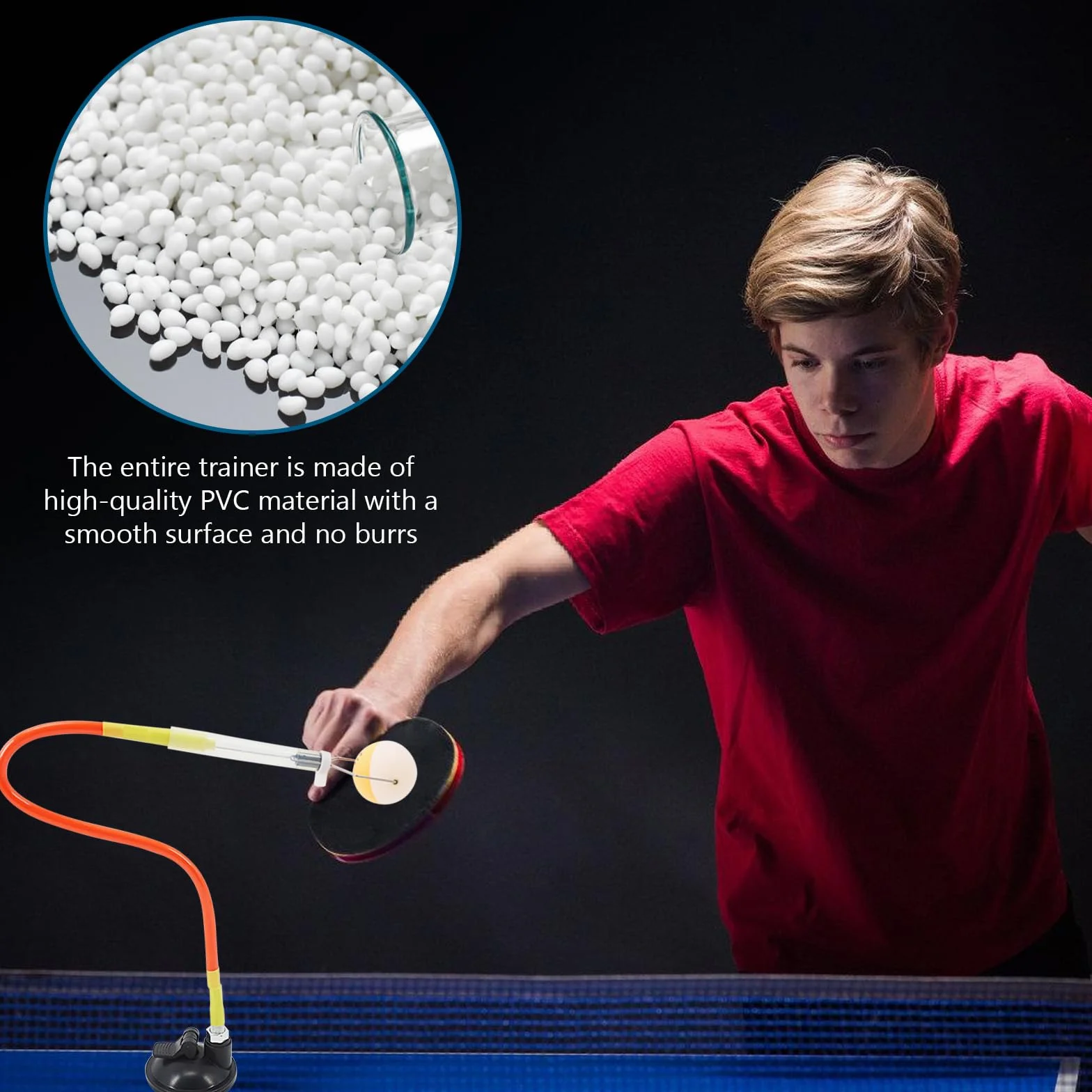 BORDEAG Allenatore di tennis da tavolo robot 2 palle ventosa arancione 250-560 mm