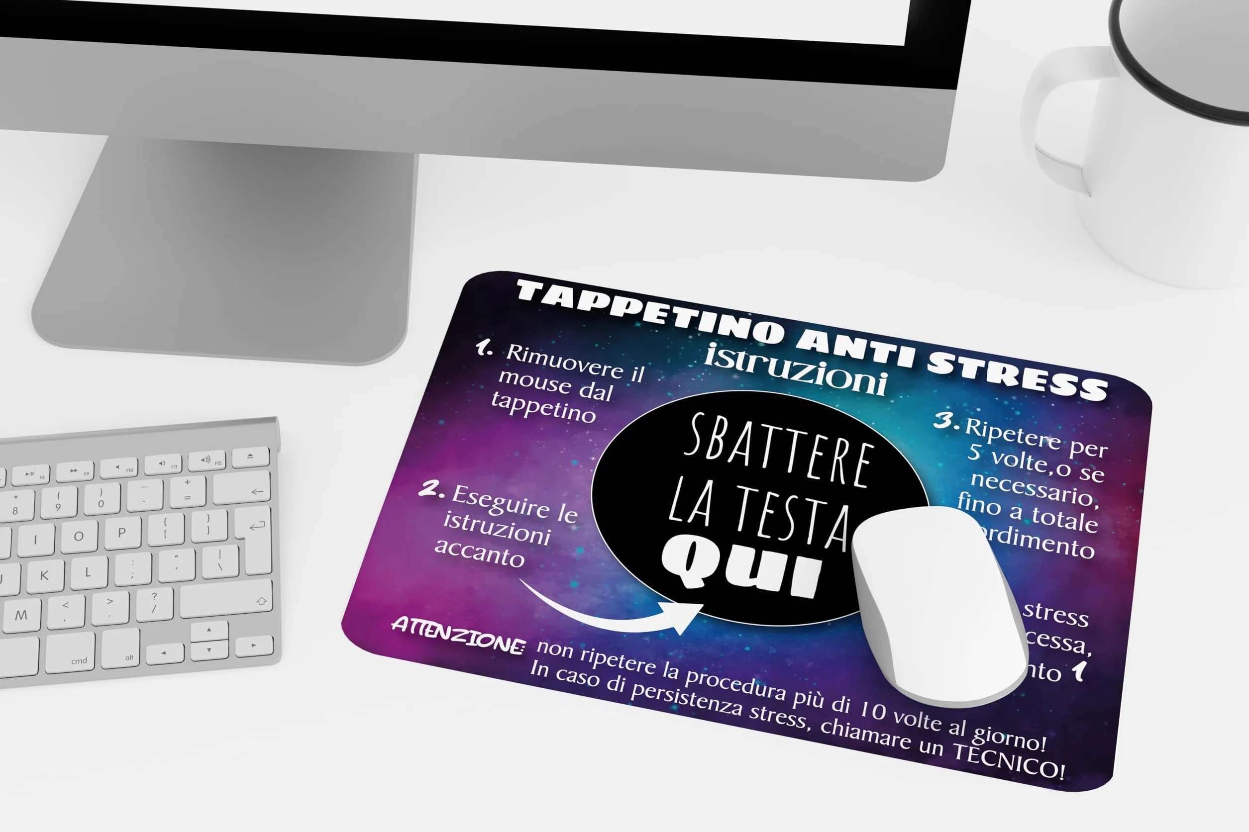 Tappetino Mouse Personalizzato Antistress 21,5x18cm Base Antiscivolo Facile da Pulire per Gaming Ufficio