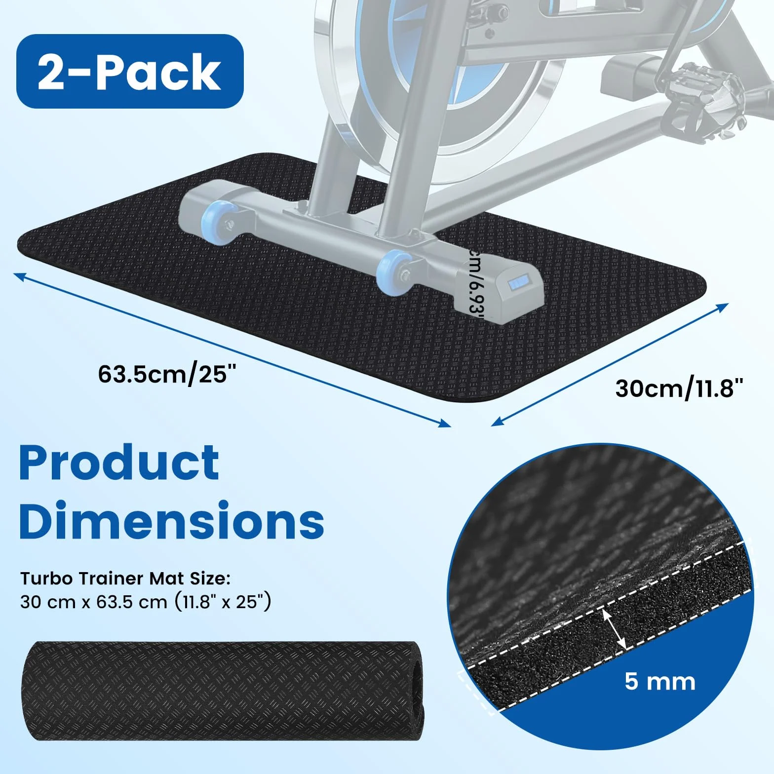 2Pezzi Tappetino Protezione Pavimento per Attrezzi Fitness, Tappetino Antiscivolo Doppia Faccia in Silicone, Tappeto di Protezione per Pavimento, Sottopattino per Attrezzatura Sportiva, Tapis Roulant