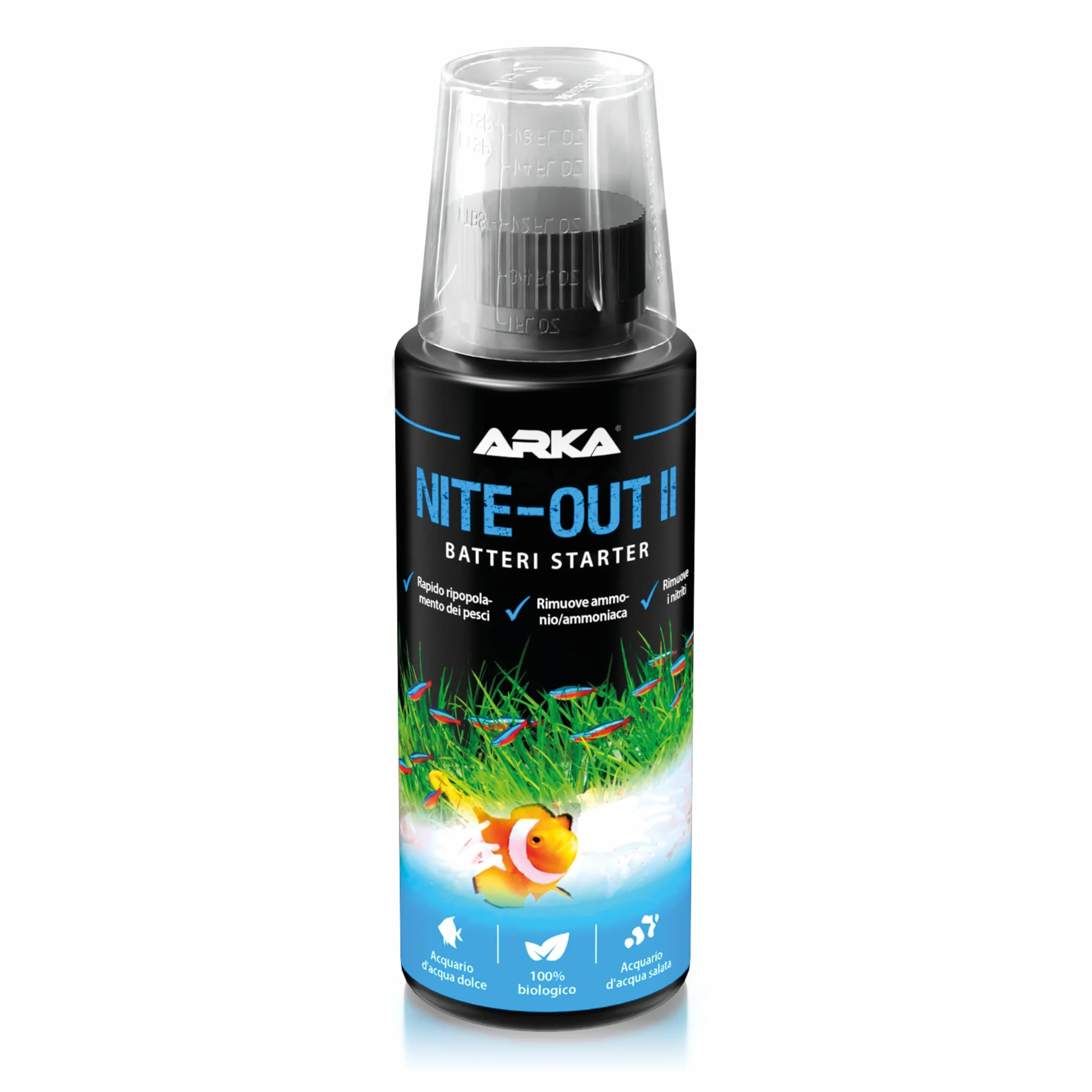 Batteri avviamento acquario – MICROBE-LIFT Nite-Out II 473 ml – per nuovi allestimenti, cambi d’acqua e inserimento pesci – riduce ammonio e nitriti – attivo subito, biologico e sicuro – ARKA