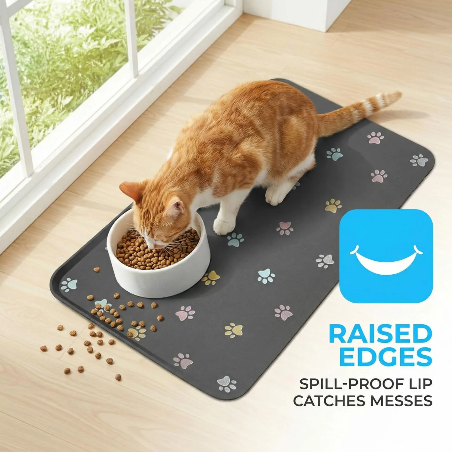 30×45cm Tappetino Ciotola Cane Gatto in Fango di Silicone, Super Assorbente Tappetino Ciotole Gatto, Tappetino Ciotola Cane Antiscivolo, Lavabile Tappetino Sottociotola per Cani Per Mangiare