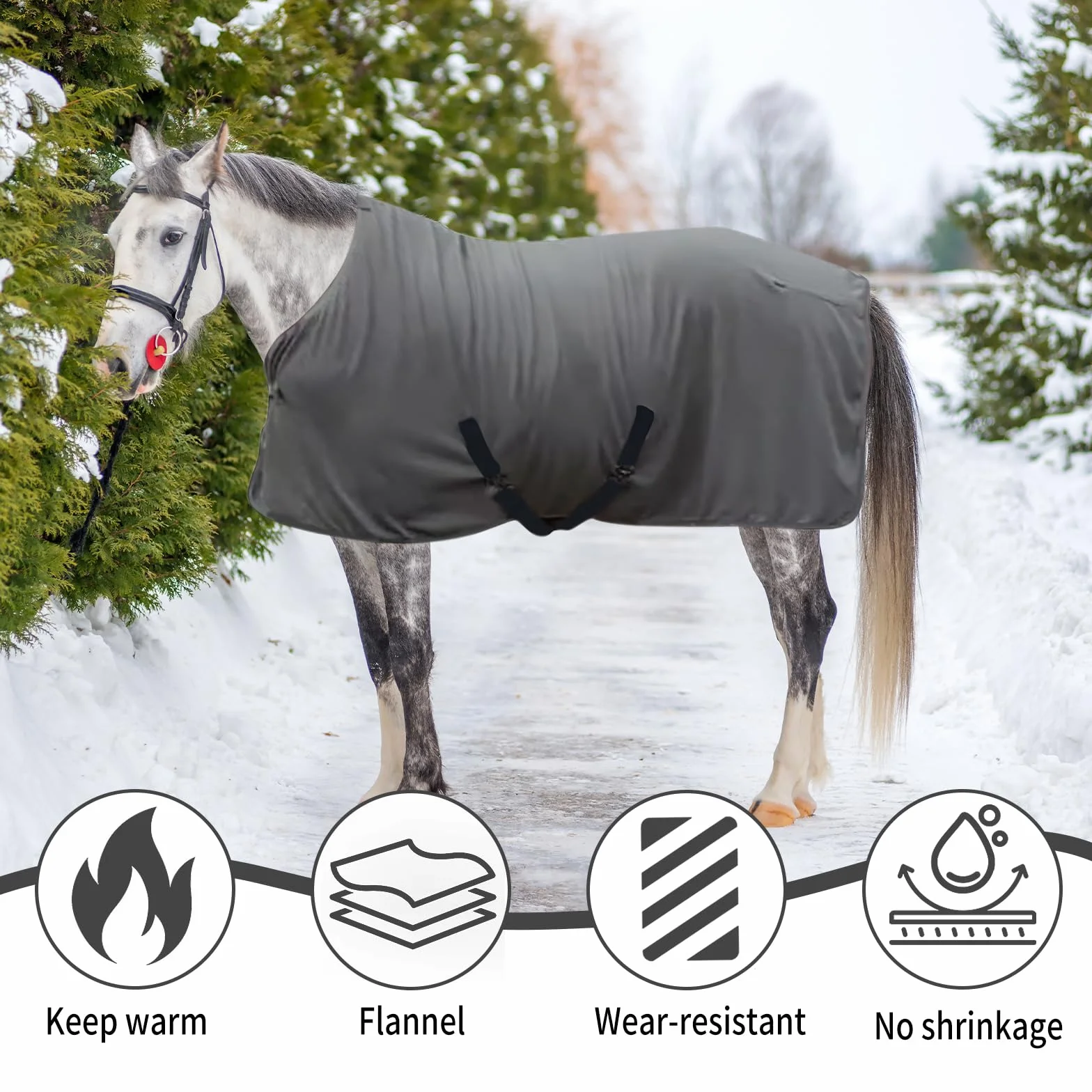 Coperta Invernale per Cavallo in Pile, Coperta Calda per Esterni, con Cingue Incrociate e Chiusura Pettorale Regolabili, Morbida e Traspirante, Protezione dal Freddo