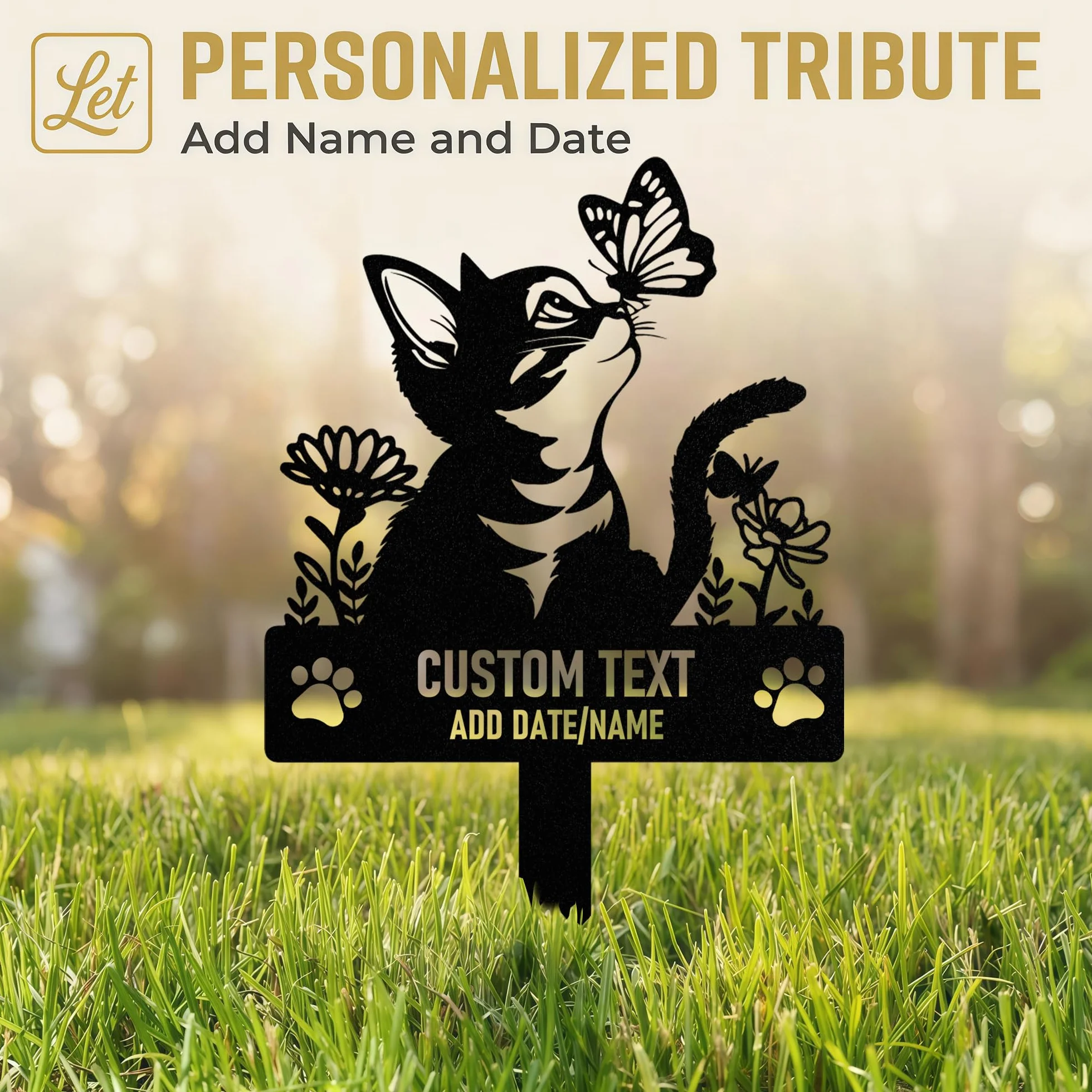 Targa Commemorativa Personalizzata in Metallo per Cani Defunti, Lapide per Cane Gatto, Decorazione Giardino