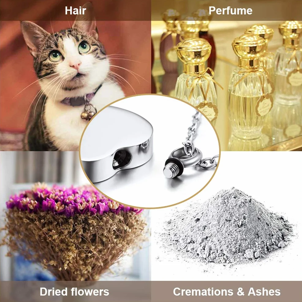 PROSTEEL Collana Ciondolo Portaceneri Cane Gatto Uomo a Forma Cuore in Acciaio Inossidabile