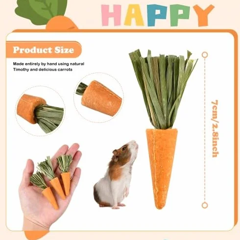 Crocchette da masticare per conigli - Biscotti all'erba alfalfa e carota per piccoli animali domestici - Snack di fieno di fleolo per conigli, porcellini d'India e criceti - Giocattoli da mas