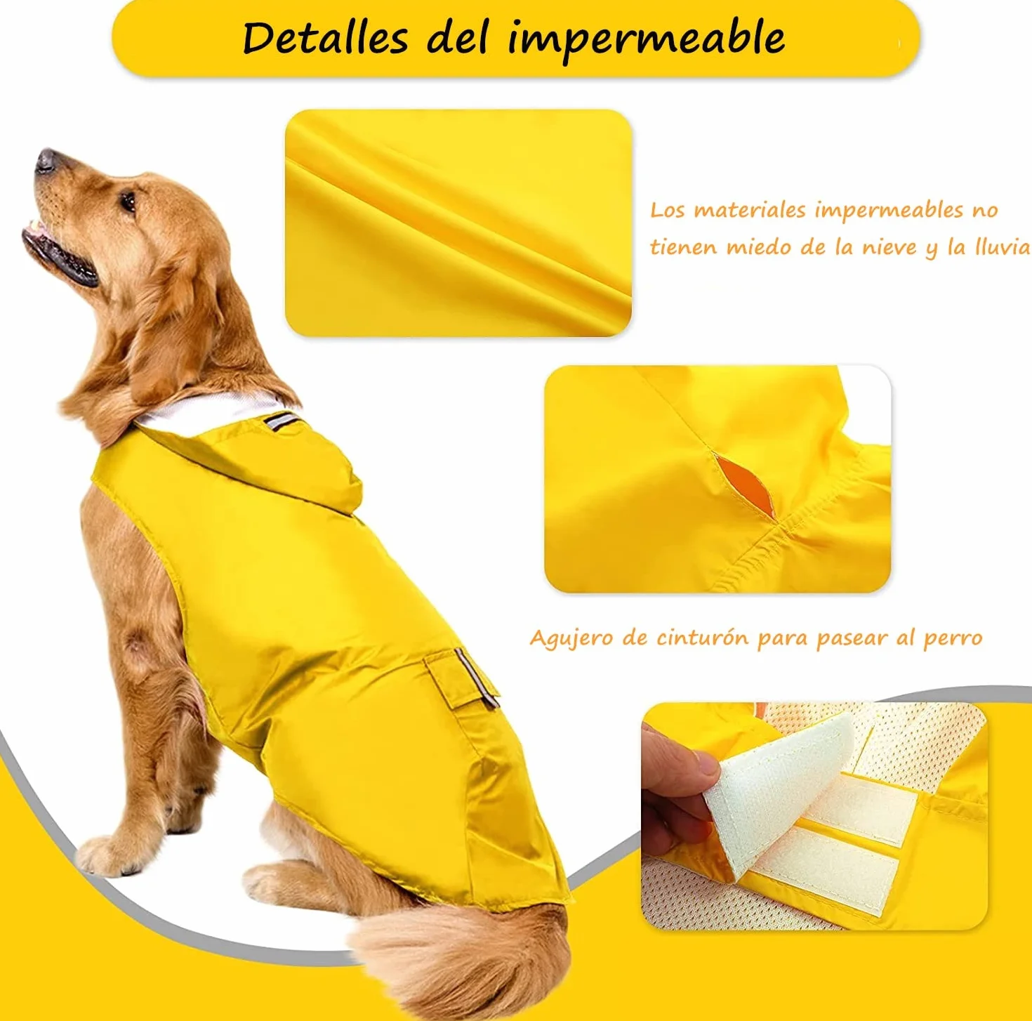 Voarge Impermeabile per cani di medie e grandi dimensioni con cappuccio, poncho riflettente per piccoli cani (4XL, rosso)