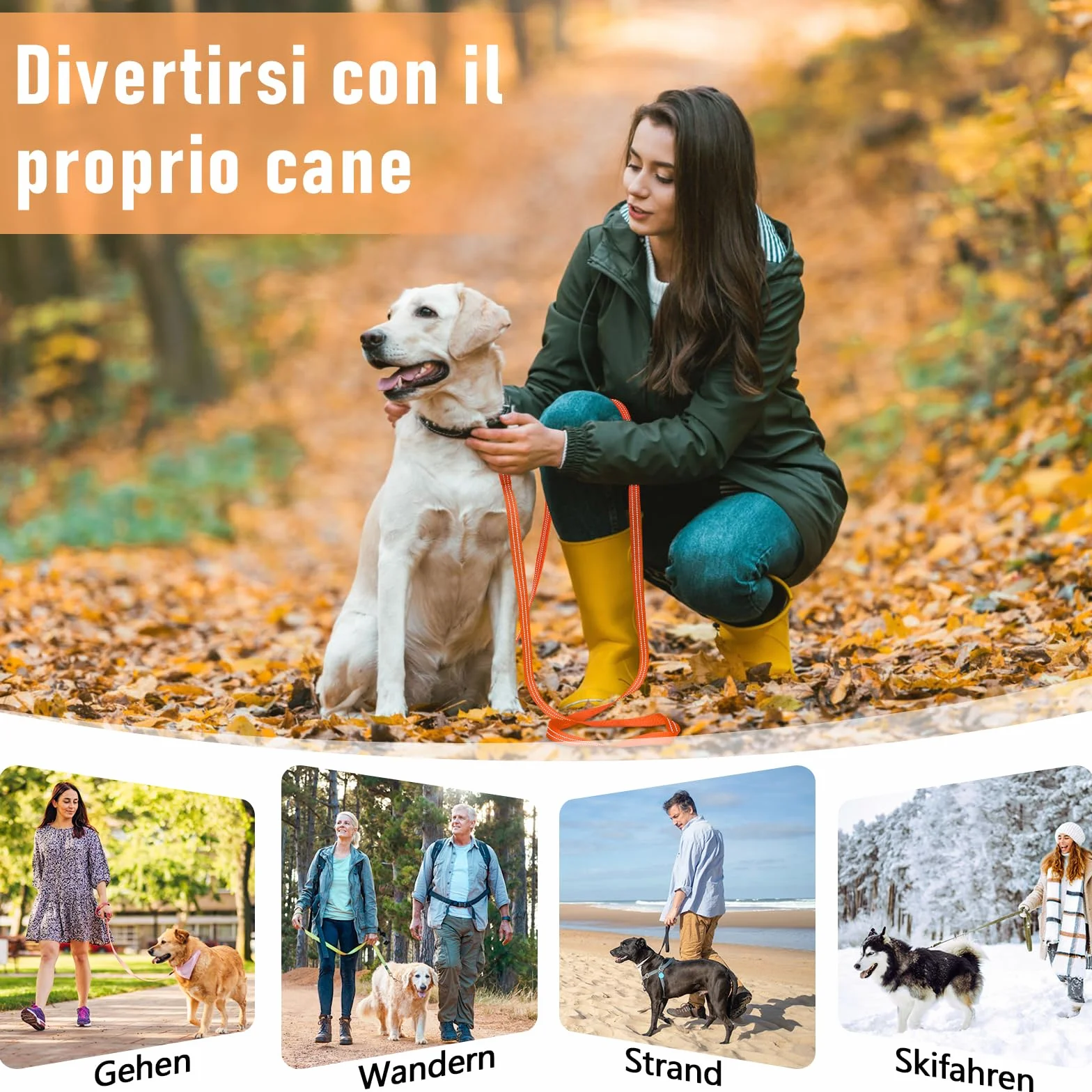 X XBEN Guinzaglio Addestramento per Cani, 1,5M 3M 5M 10M 15M 20M 25M 30M 50M Lunghina Leggera per Cane, Con Impugnatura Comfort e fibbia a D, per Tutti i Cani, per Richiamo, Parco e Campeggio