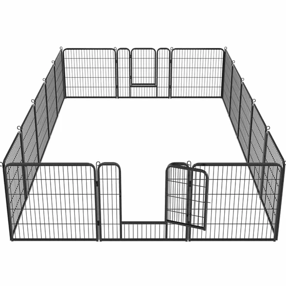 Yaheetech Recinto per Cani Cuccioli Conigli Gatti Animali Domestici da Interno e Esterno Giardino Rete Recinzione Metallica Ferro 16 pz 80 x 80 cm