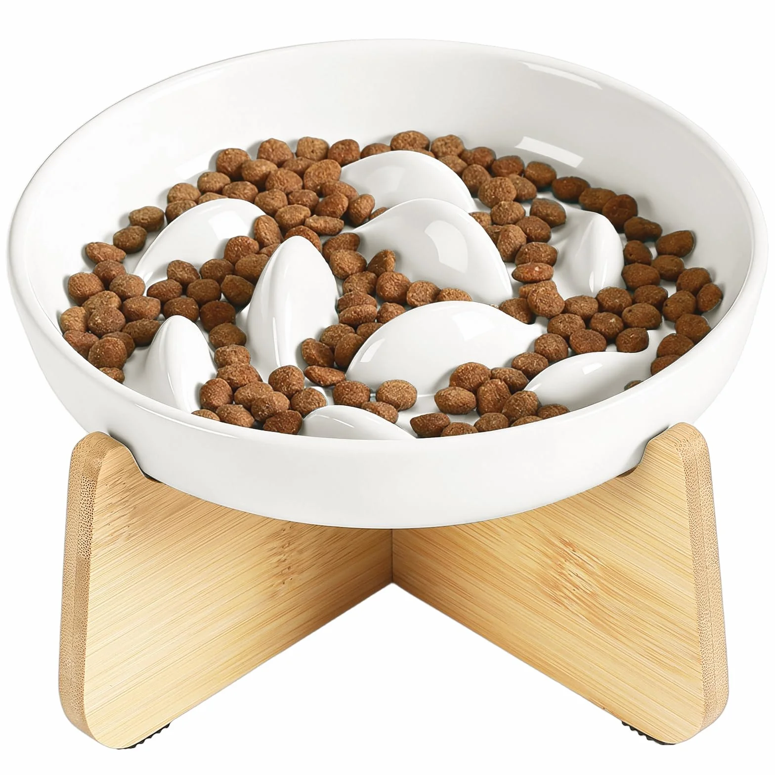 PETTOM Ciotola Anti Ingozzamento Gatto Rialzata, Ceramica Ciotola Gatto Anti Ingozzamento, Ciotole Alimentazione Lenta Gatti Cane Con Bordi Accentuati