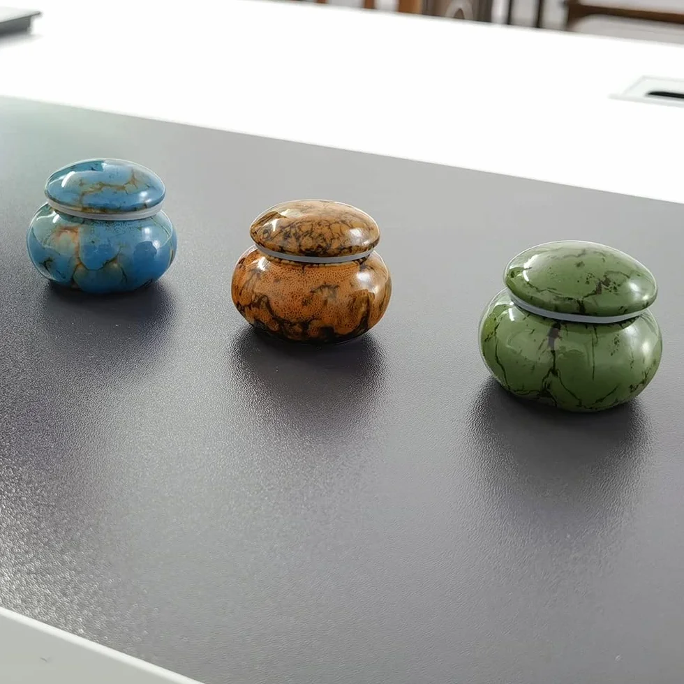 Urna Piccola,Mini Ceramica Urne Cinerarie Realizzata a Mano Piccola Urna Commemorativa per Contenere Umane o Animali Ceneri(Arancia)