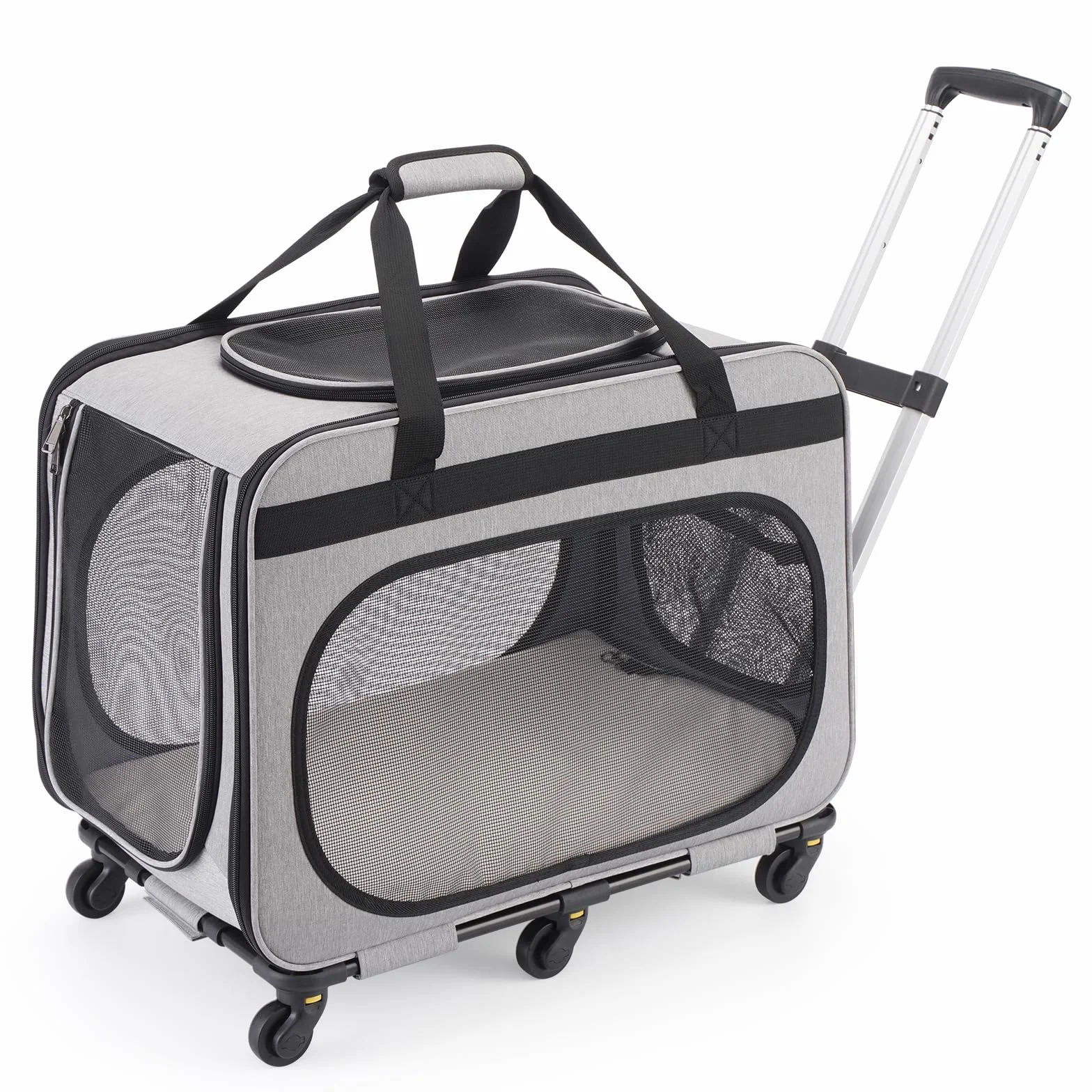 Trasportino per Gatti e Cani con 6 Ruote, fino a 20 kg, Grigio