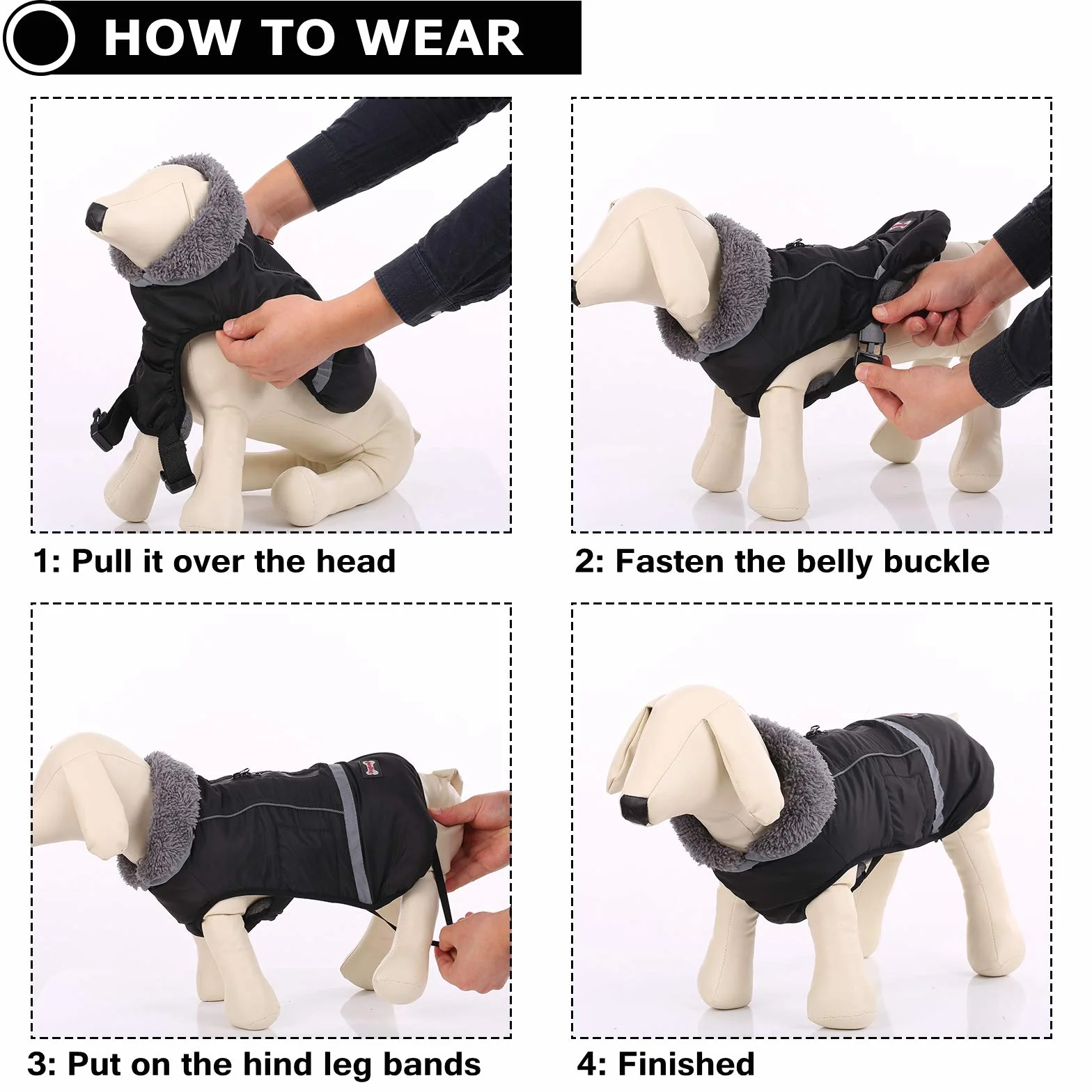 Cappotto caldo per cani riflettente impermeabile antivento giacca collo alto fodera in pile