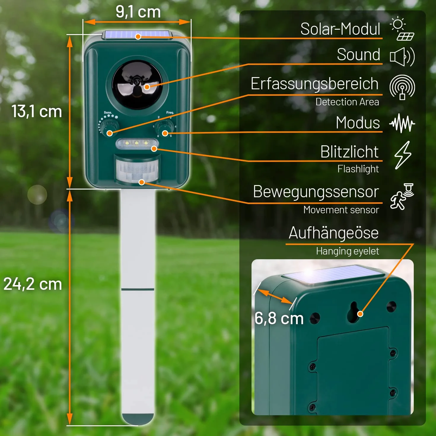 VOSS.sonic Repellente 2000 scaccia Gatti, Cani ad ultrasuoni